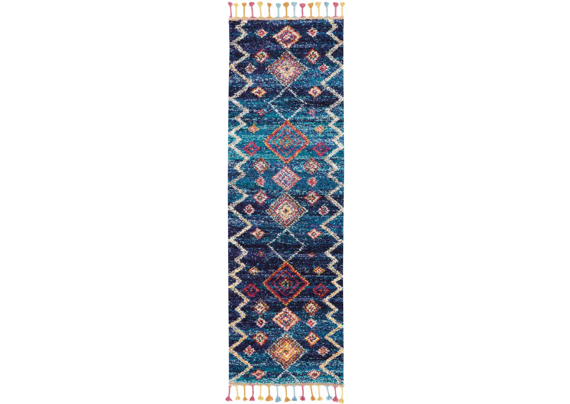 Nourison Nomad NMD05 Dark Blue Multicolor 8' Runner Hallway Rug,Nourison