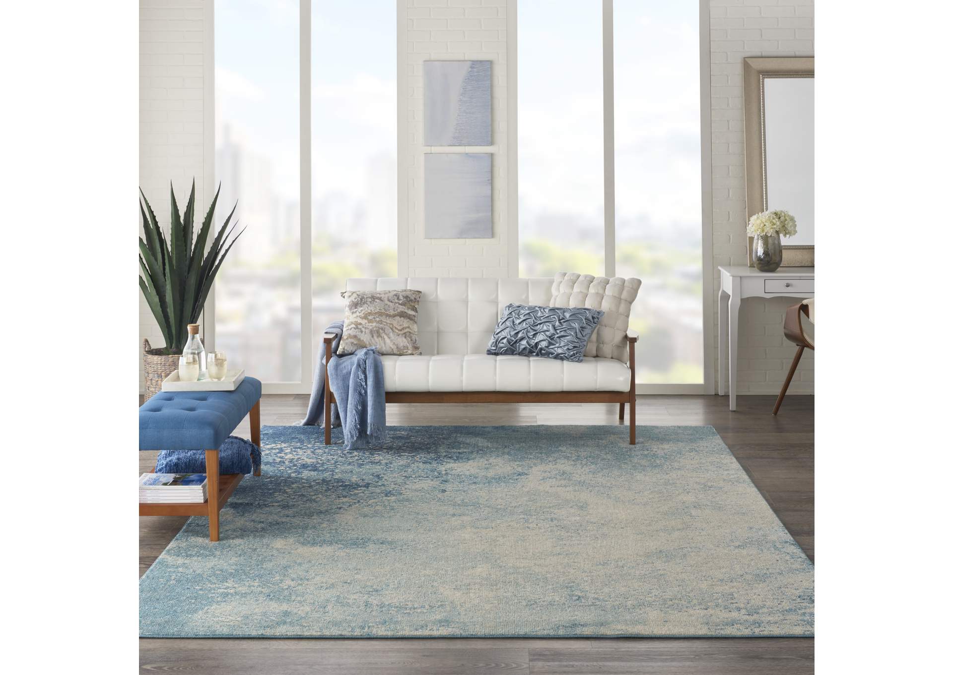Nourison Passion 7' x 10' Navy Light Blue Area Rug,Nourison