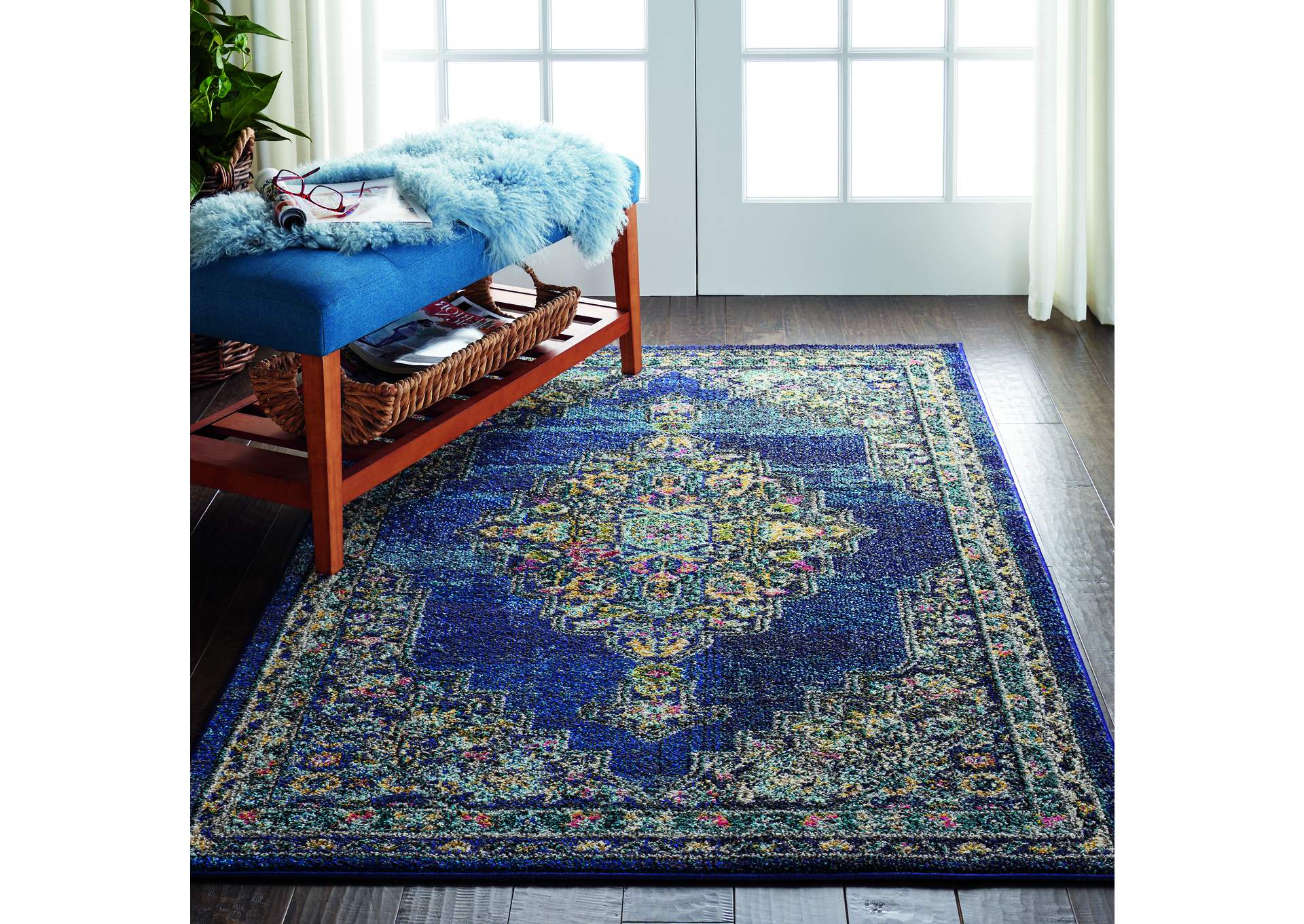 Nourison Passionate PST01 Dark Blue Multicolor 4'x6' Kashan Area Rug,Nourison