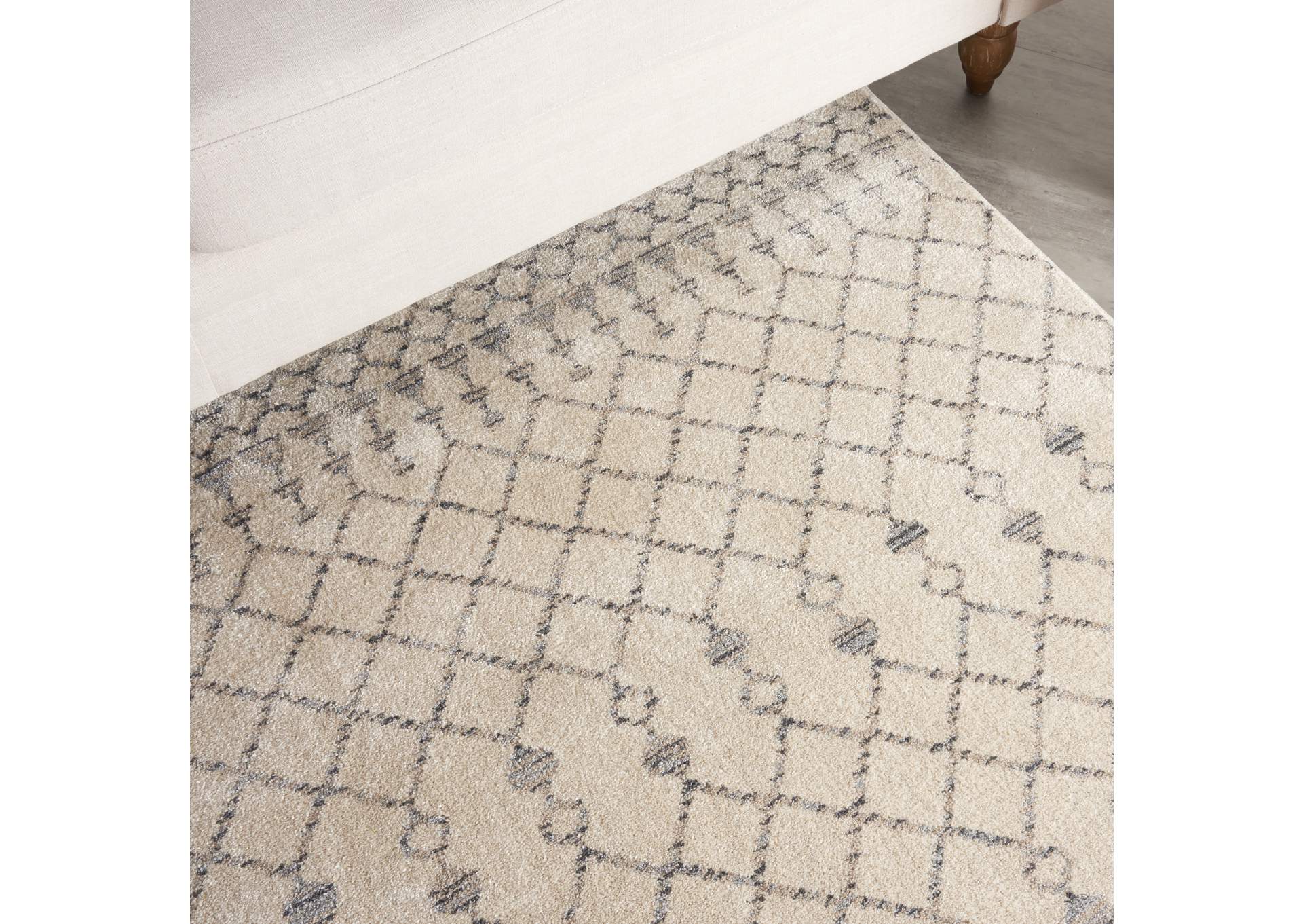 Nourison Palermo 5' x 7' Beige and Grey Distressed Bohemian Area Rug,Nourison