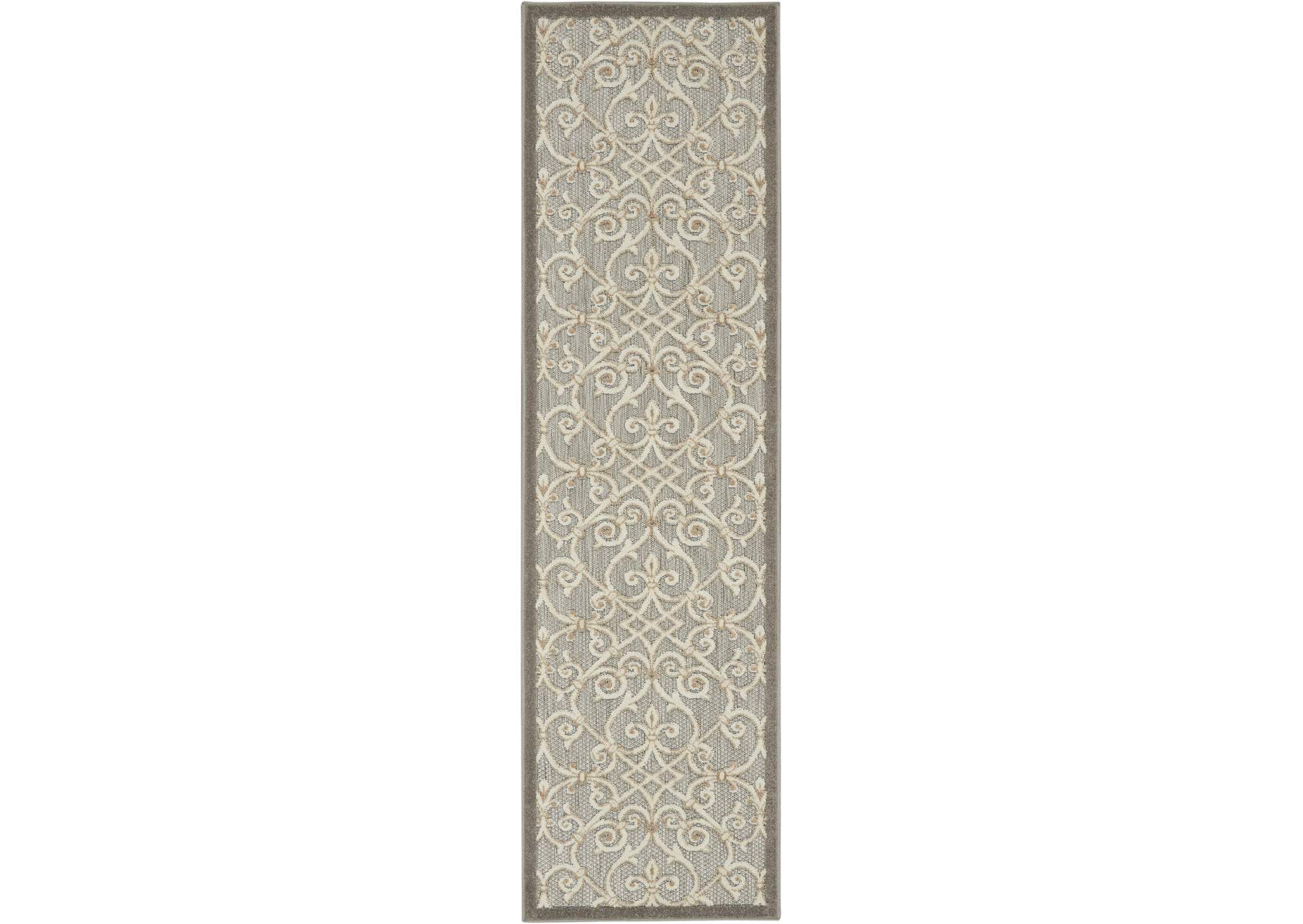 Nourison Aloha 10' Runner Grey Patio Area Rug,Nourison