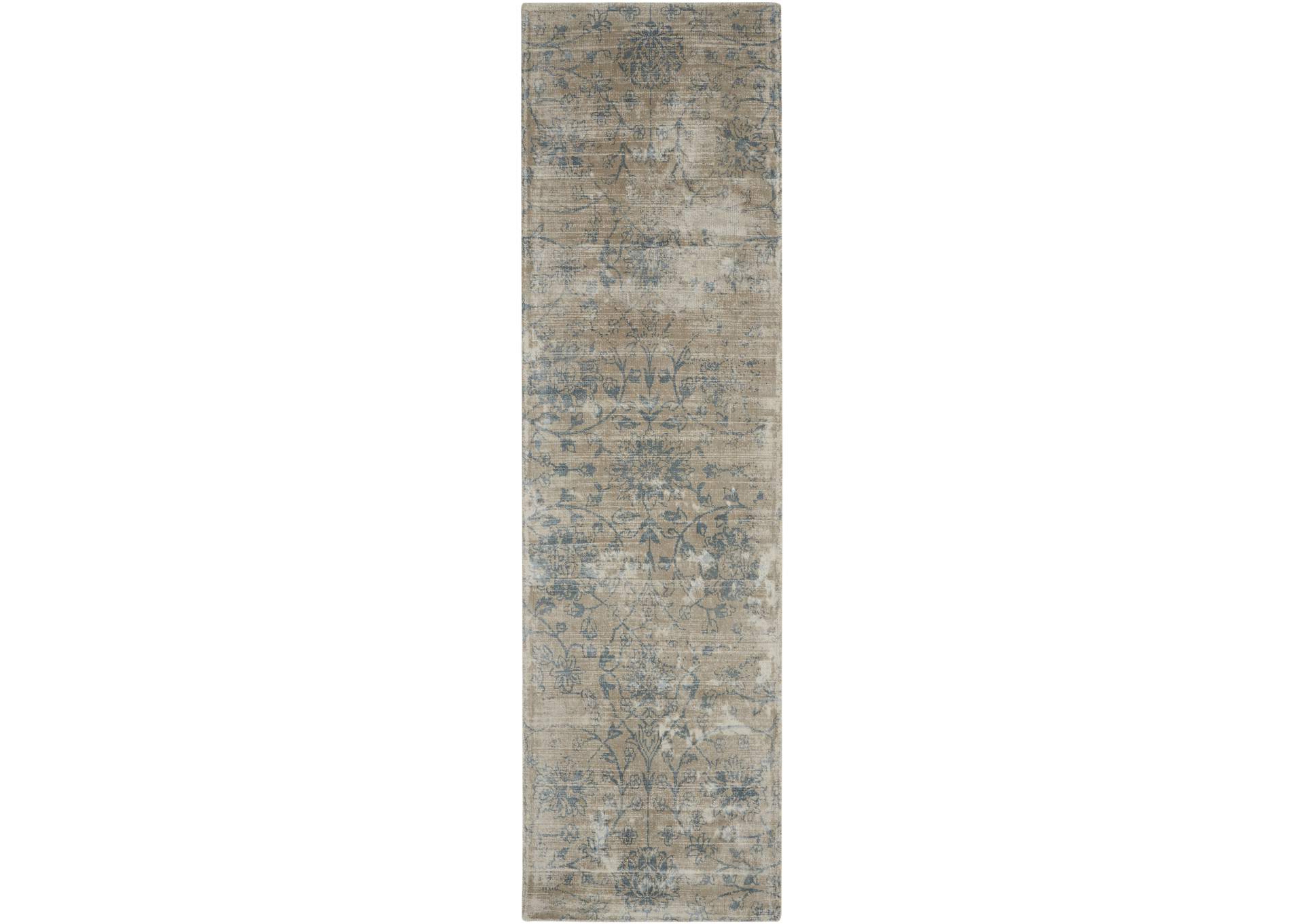 kathy ireland Home Desert Skies DSK06 Beige and Blue 8' Runner Hallway Rug,Nourison