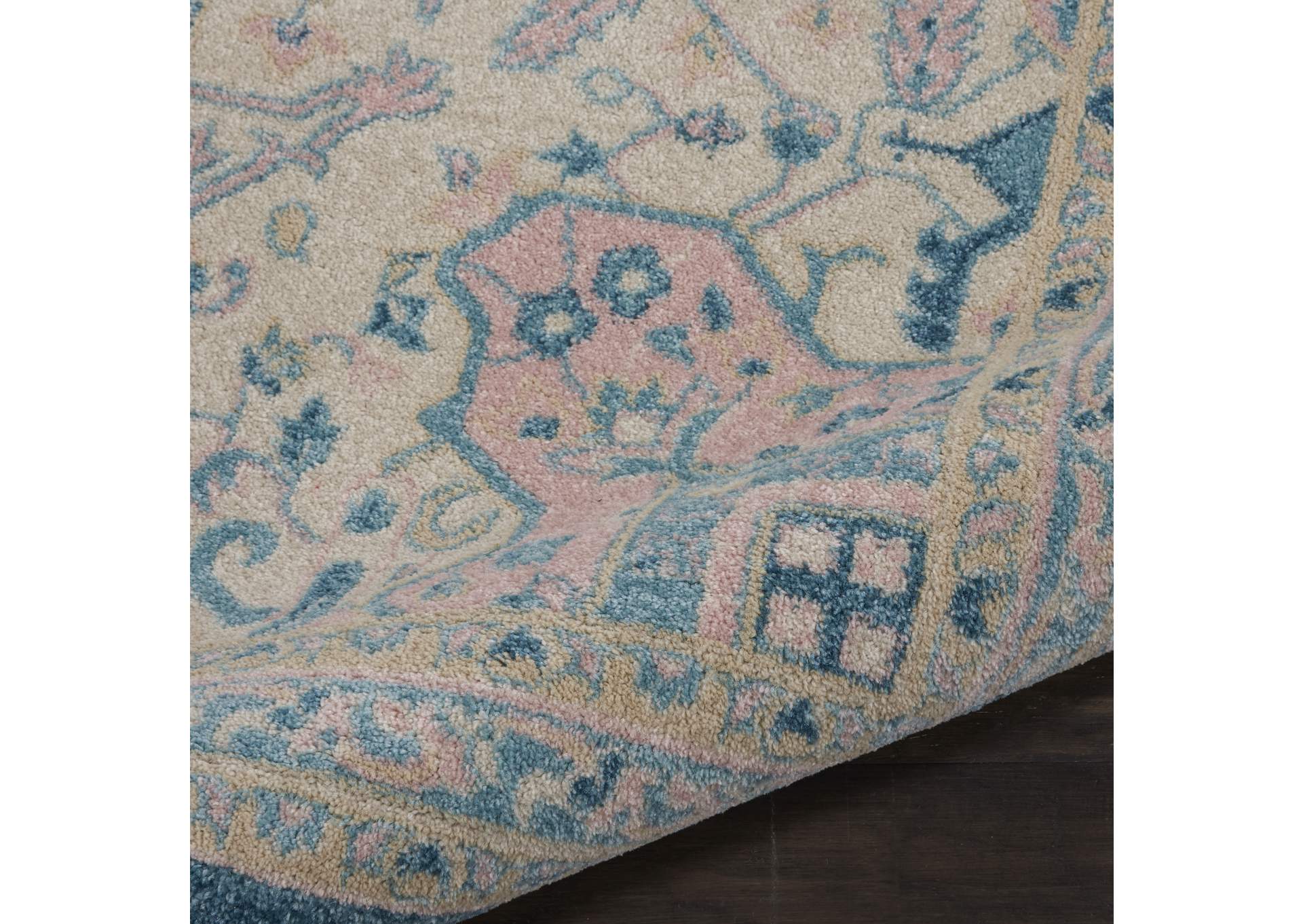 Nourison Tranquil TRA07 Turquoise Blue and White 8'x10' Large Rug,Nourison