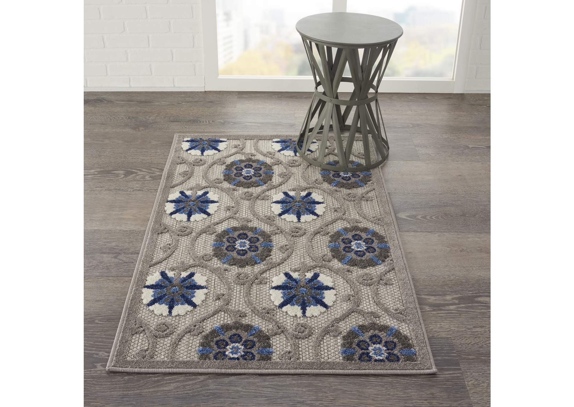 Nourison Aloha 3'x4' Grey Patio Area Rug,Nourison
