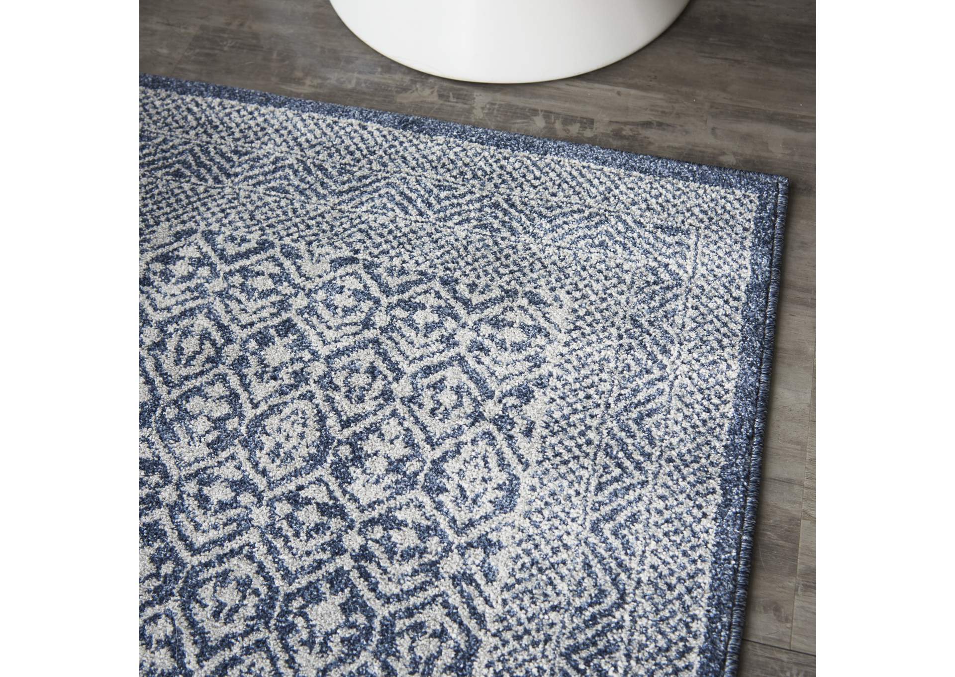 Nourison Palermo 2'x4' Blue and Grey Distressed Bohemian Area Rug,Nourison