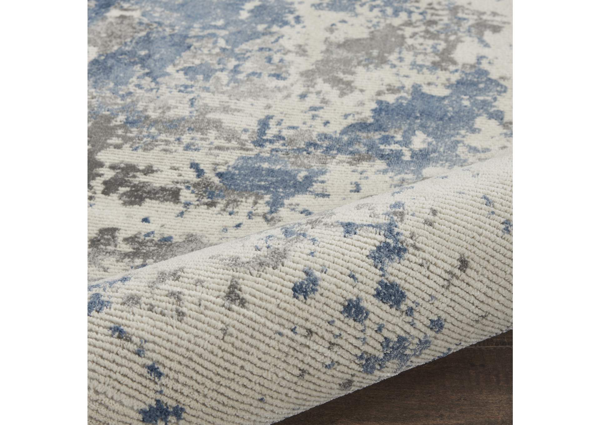 Nourison Rustic Textures RUS08 Blue and Grey 8' Runner Hallway Rug,Nourison