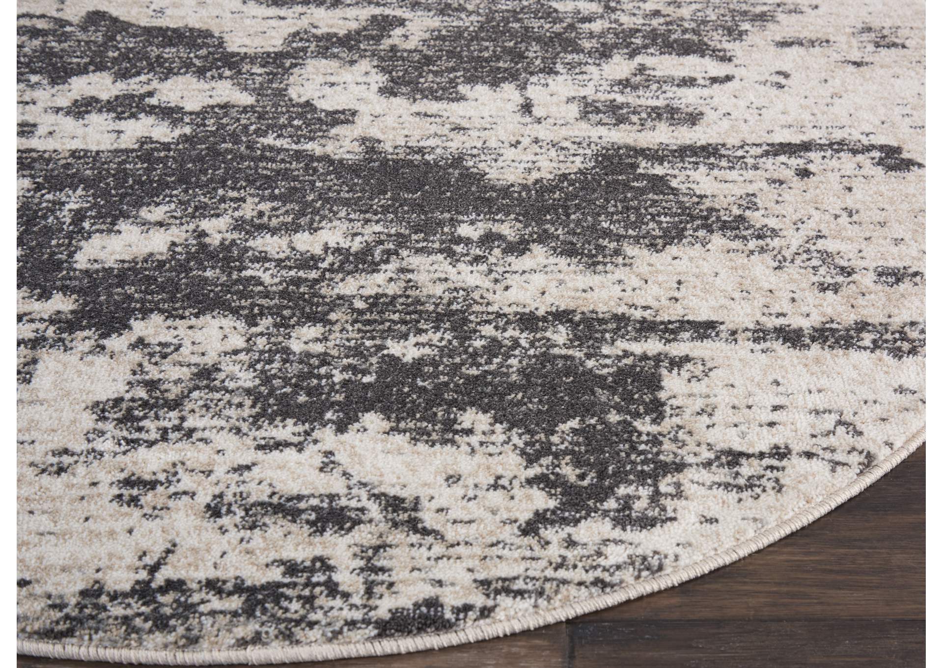 Nourison Maxell MAE07 Grey and White 5' Round Area Rug,Nourison