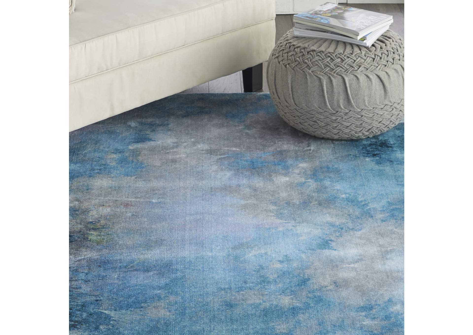 Nourison Le Reve LER02 Blue and Grey 9'x12' Oversized Nebula Rug,Nourison