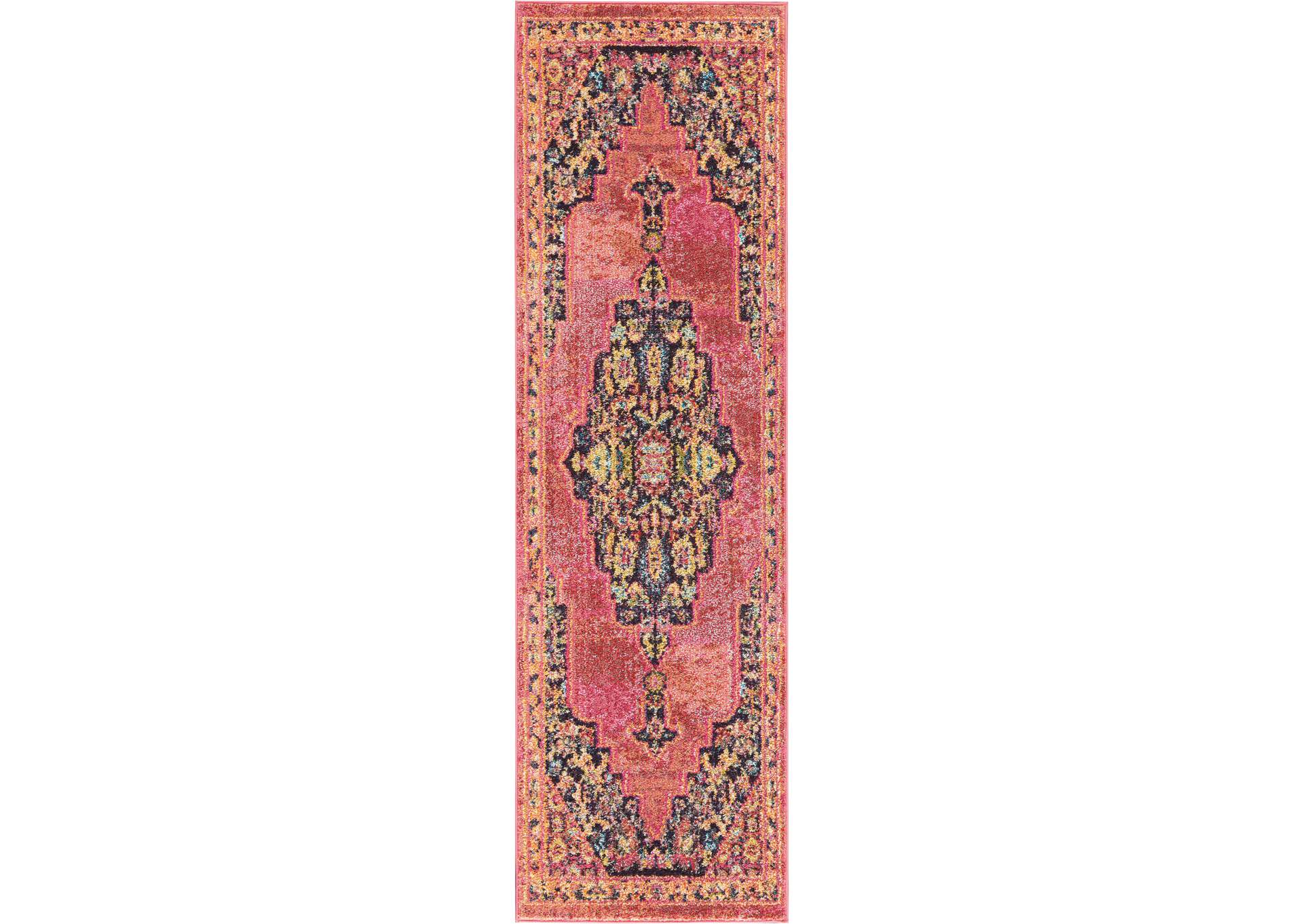 Nourison Passionate PST01 Pink Multicolor 8' Runner Hallway Rug,Nourison