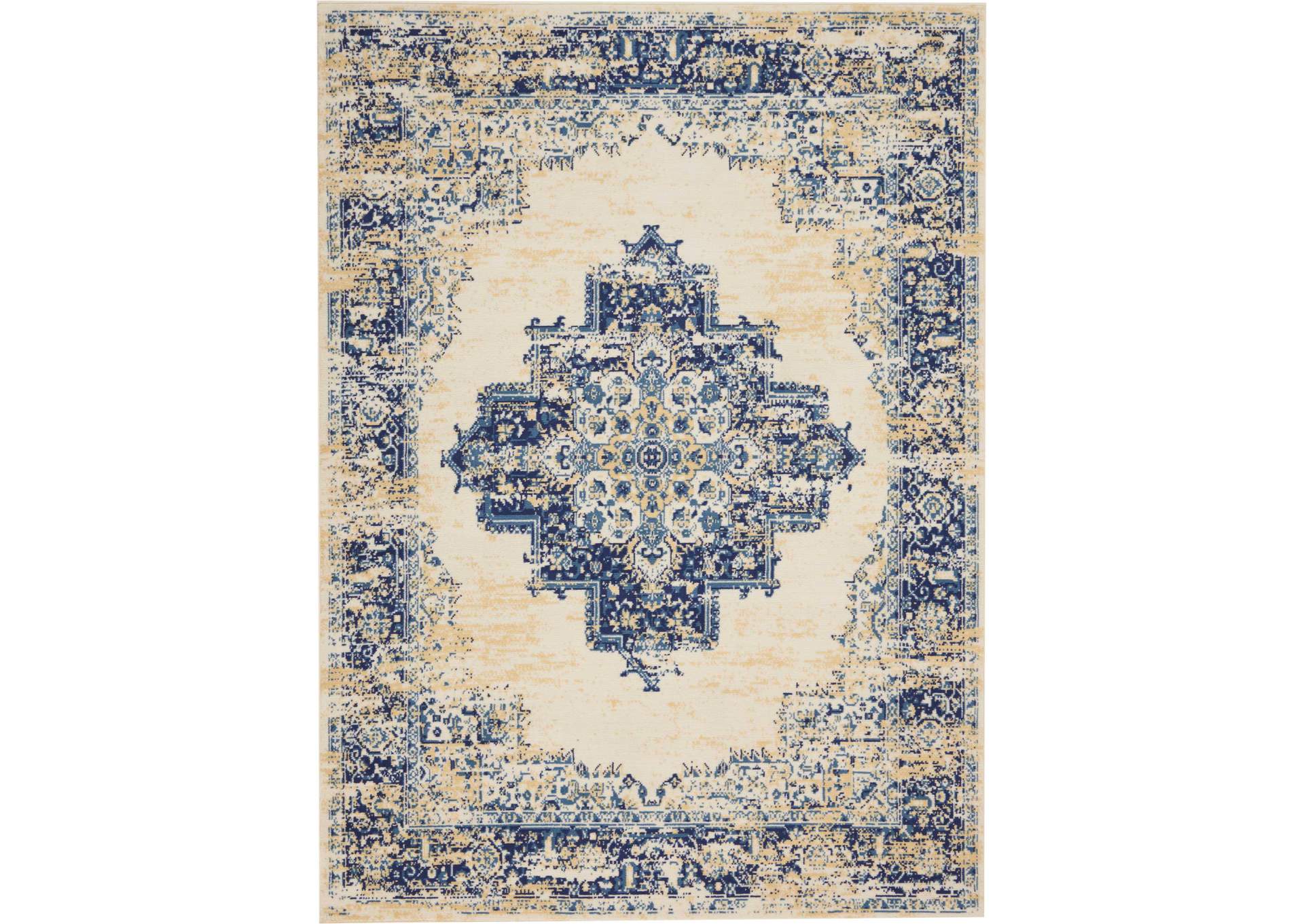 Nourison Grafix GRF14 White and Blue 5'x7' Area Rug,Nourison