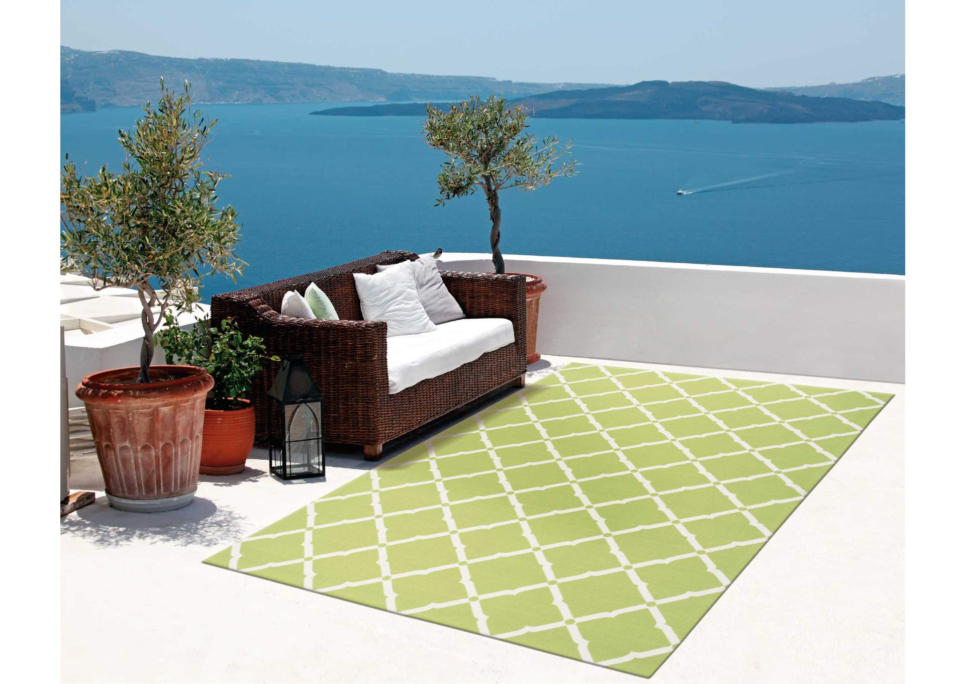 Nourison Home & Garden RS091 Green 5'x8' Area Rug,Nourison