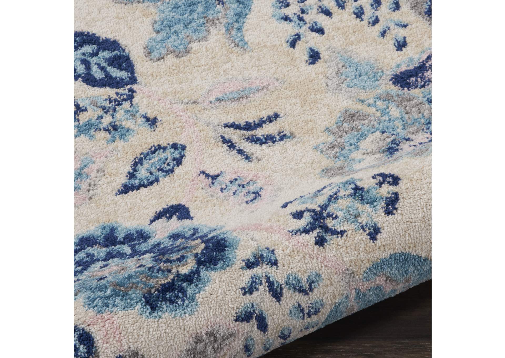 Nourison Tranquil TRA02 Blue and White 7' Runner Hallway Rug,Nourison