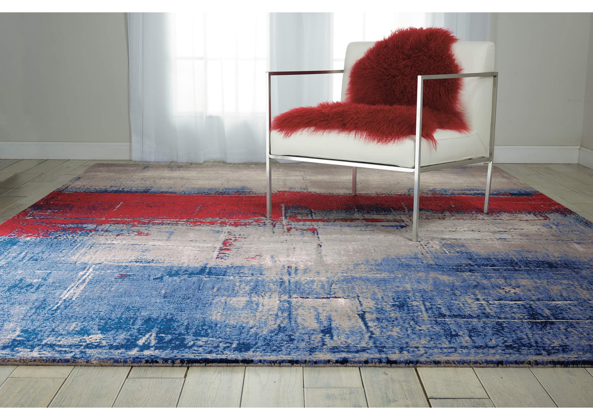 Nourison Twilight TWI19 Red and Blue 8'x10' Large Rug,Nourison
