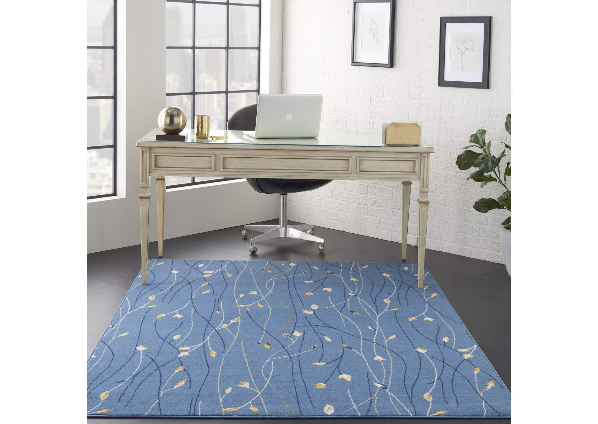 Nourison Grafix GRF15 Blue 5'x7' Area Rug,Nourison
