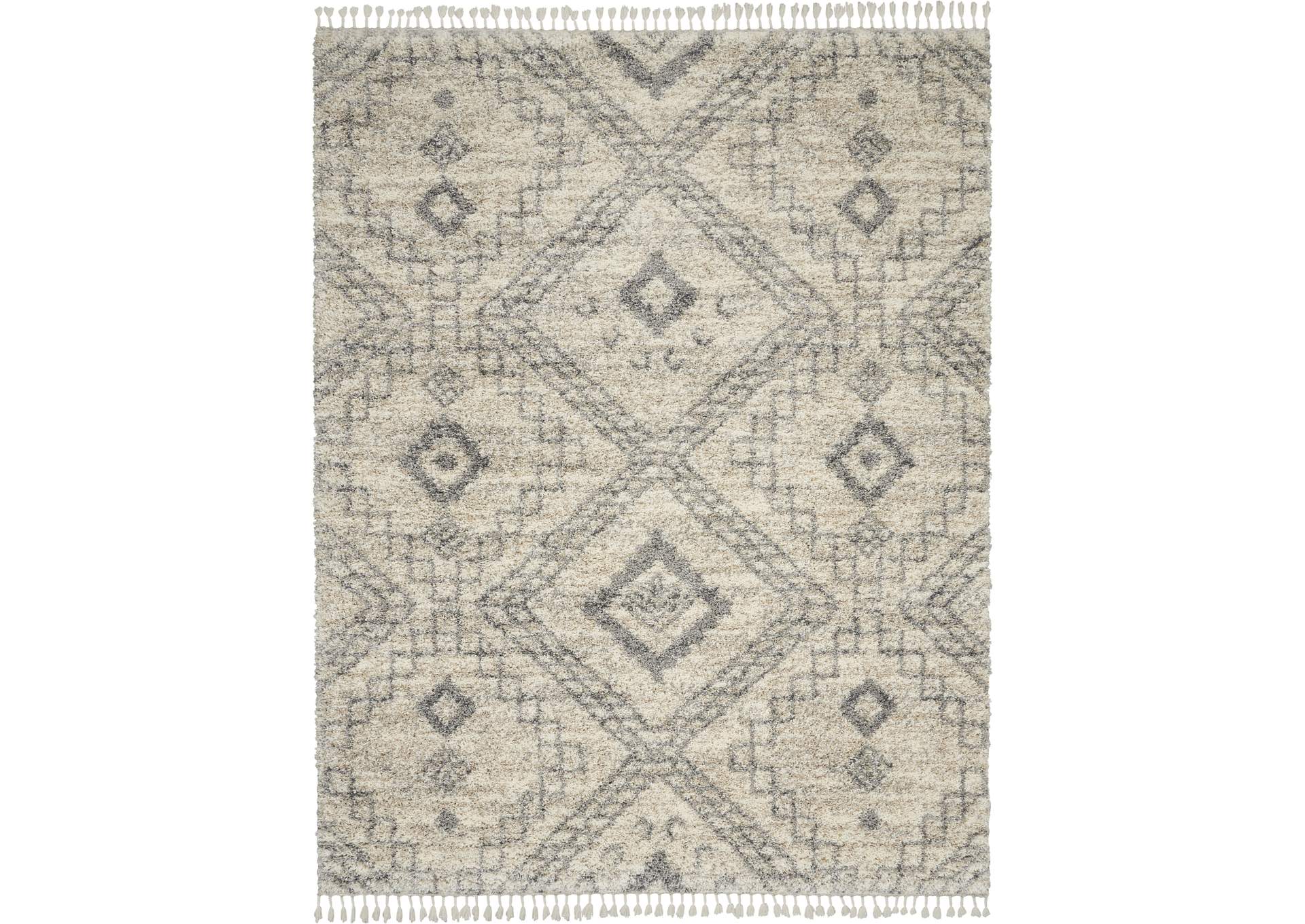 Nourison Oslo Shag OSL02 9'x12' Oversized Ivory and Grey Scandinavian Shag Rug,Nourison