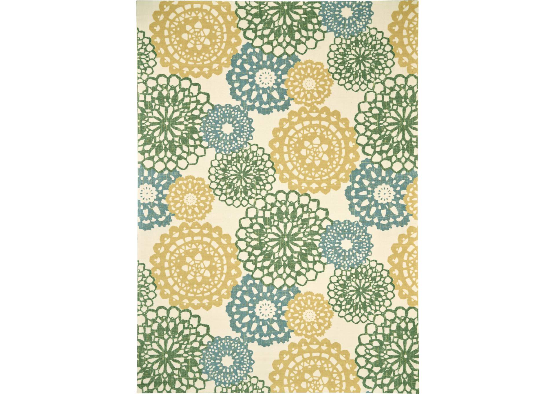 Waverly Sun N Shade SND72 Blue and Green 8'x11' Oversized Indoor-outdoor Rug,Nourison