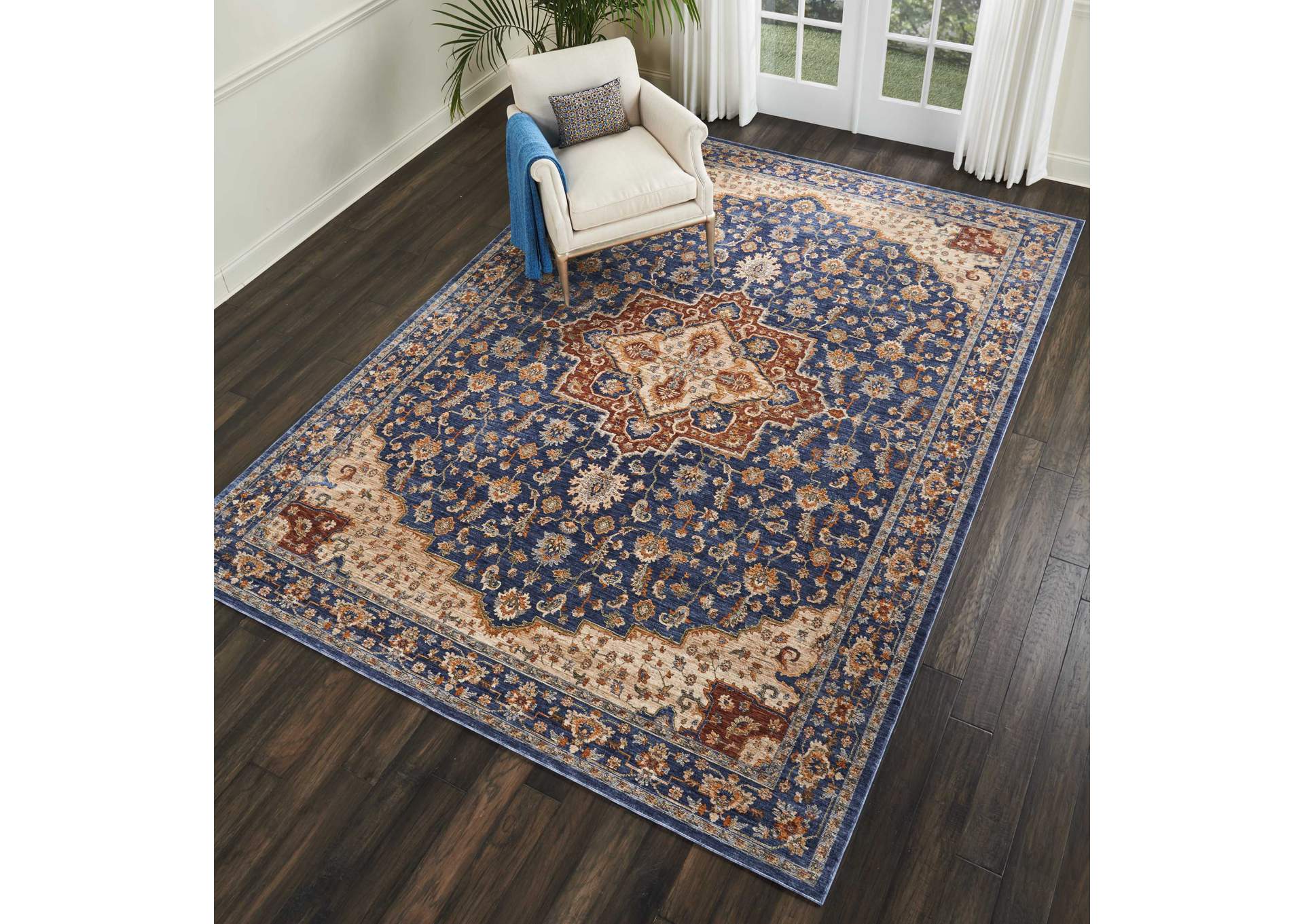 Nourison Lagos LAG01 Blue Multicolor 8'x12' Oversized Low-pile Rug,Nourison