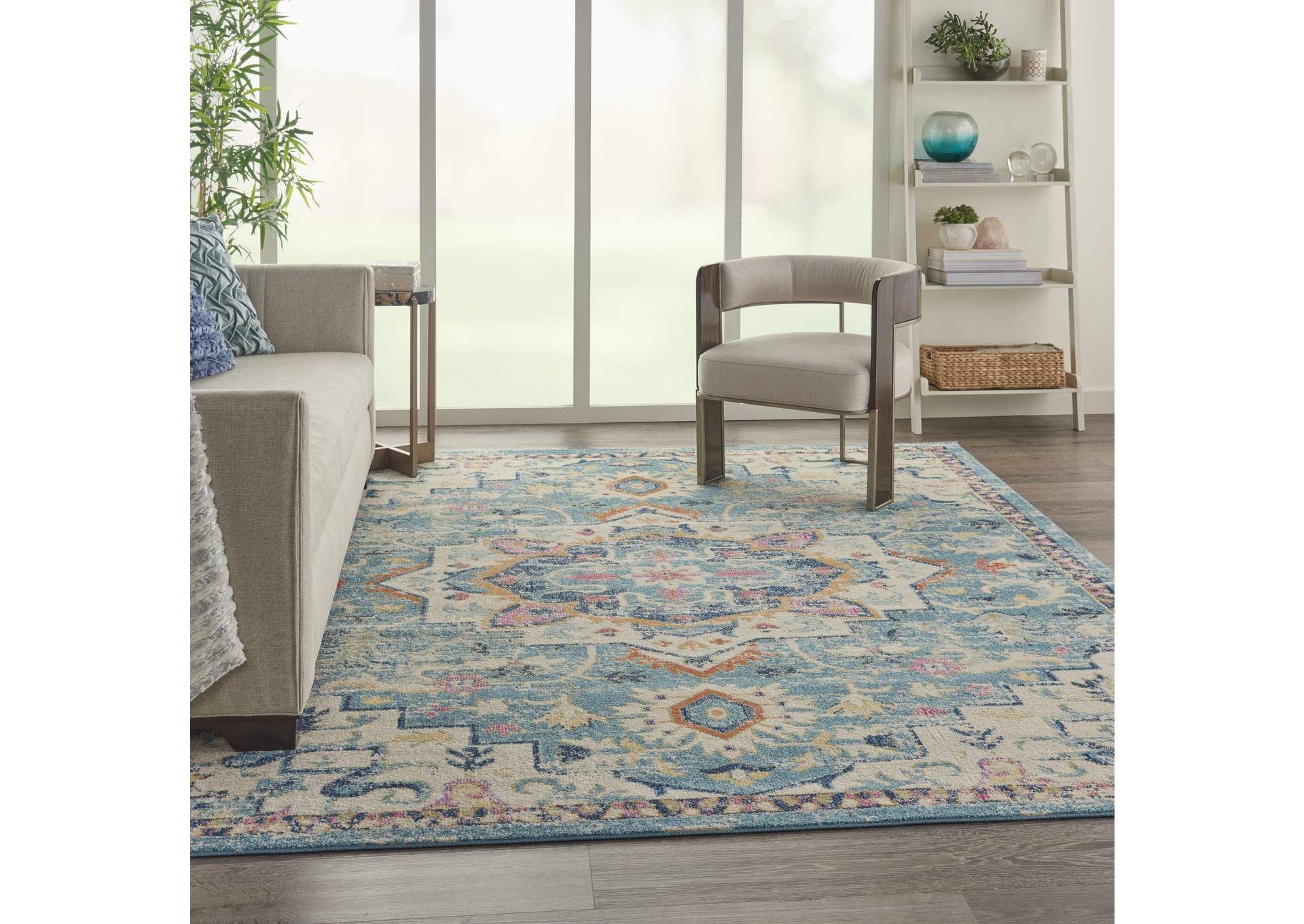 Nourison Passion 8' x 10' Ivory, Light Blue Bohemian Area Rug,Nourison