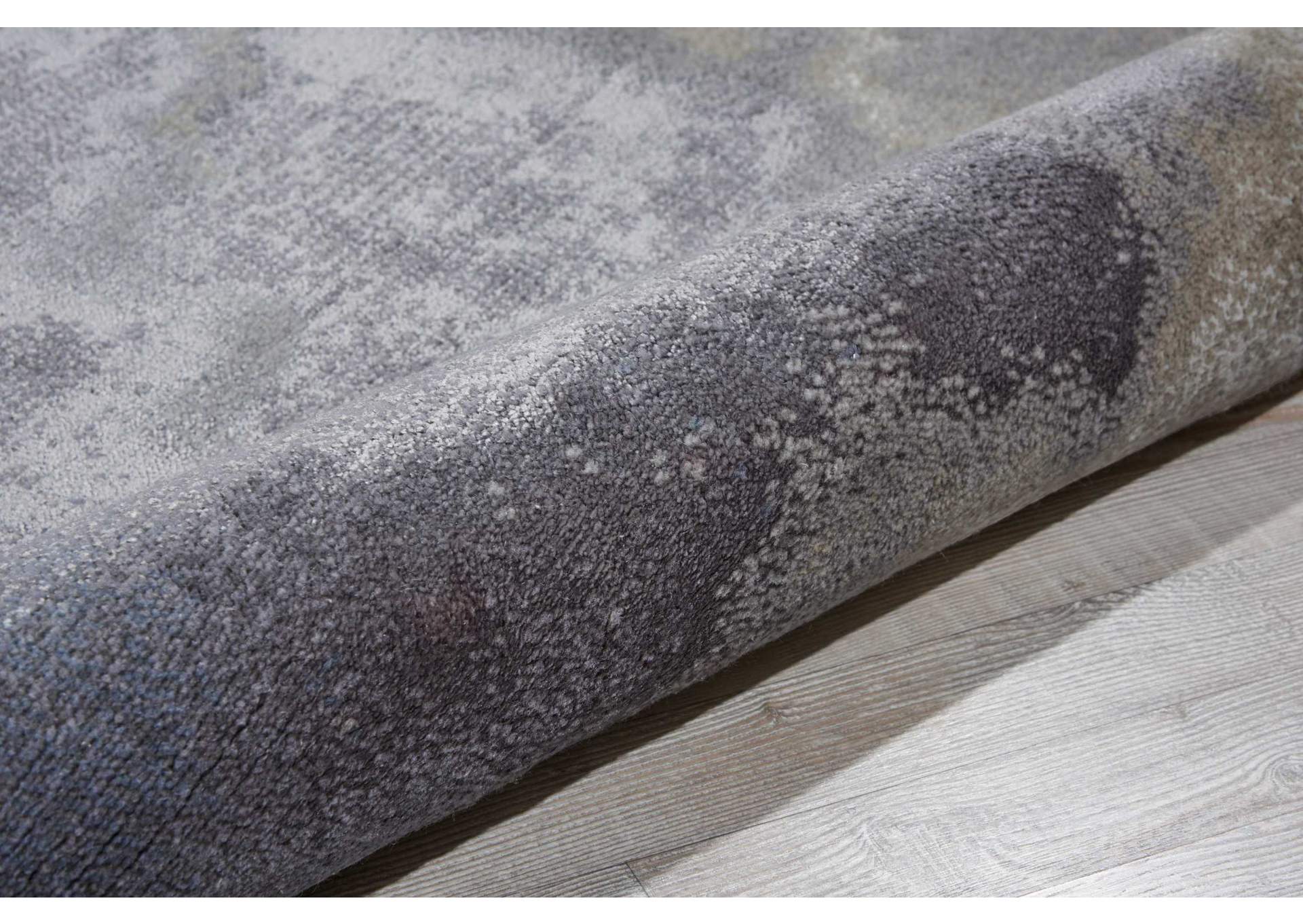 Nourison Twilight TWI18 Black and Grey 8' Round Large Rug,Nourison