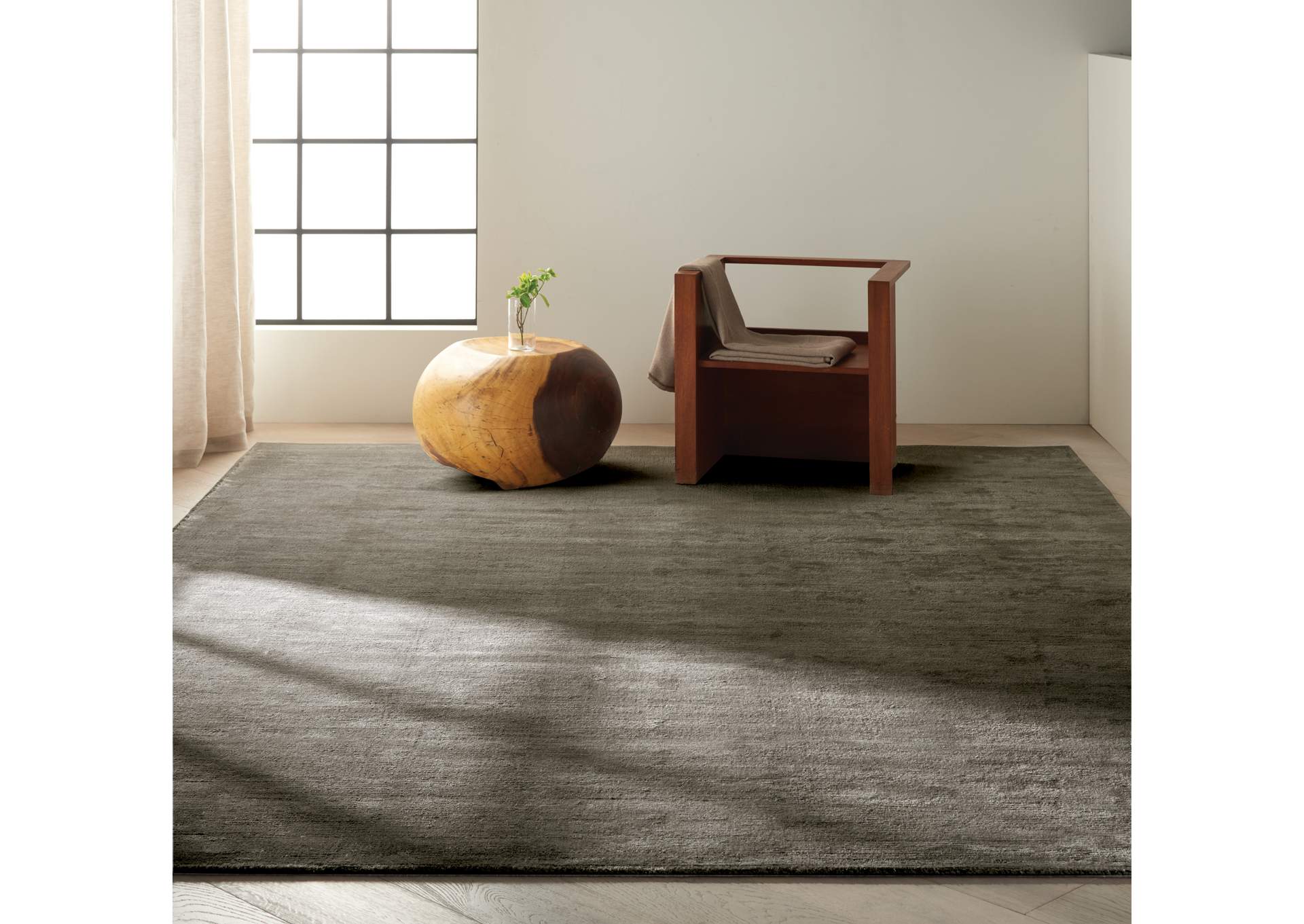 Calvin Klein Home Lunar LUN1 Grey and Black 8'x11' Rug,Nourison