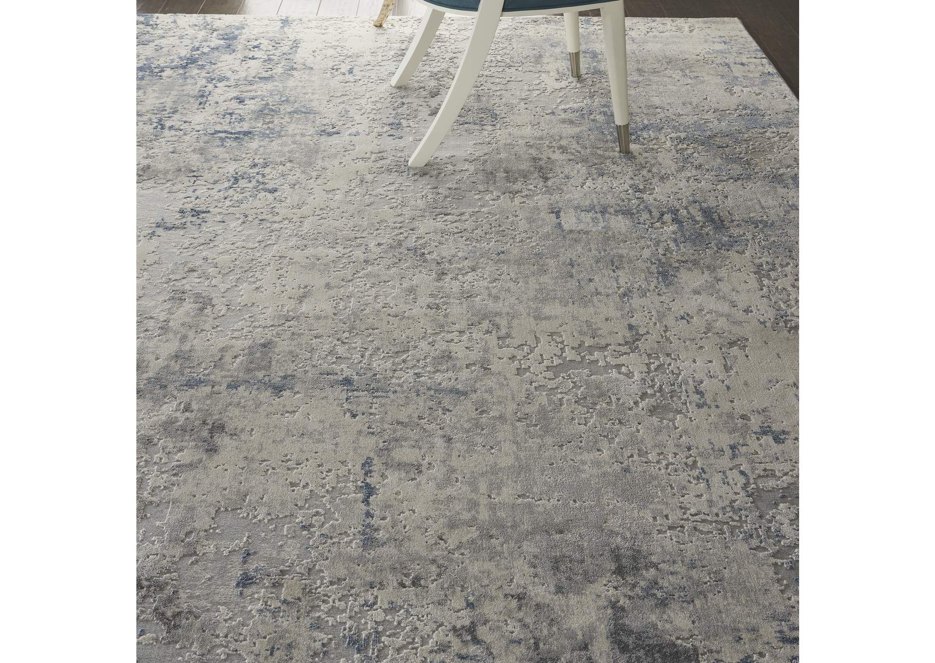 Nourison Rustic Textures RUS07 Slate Blue and Ivory 9'x13' Oversized Rug,Nourison