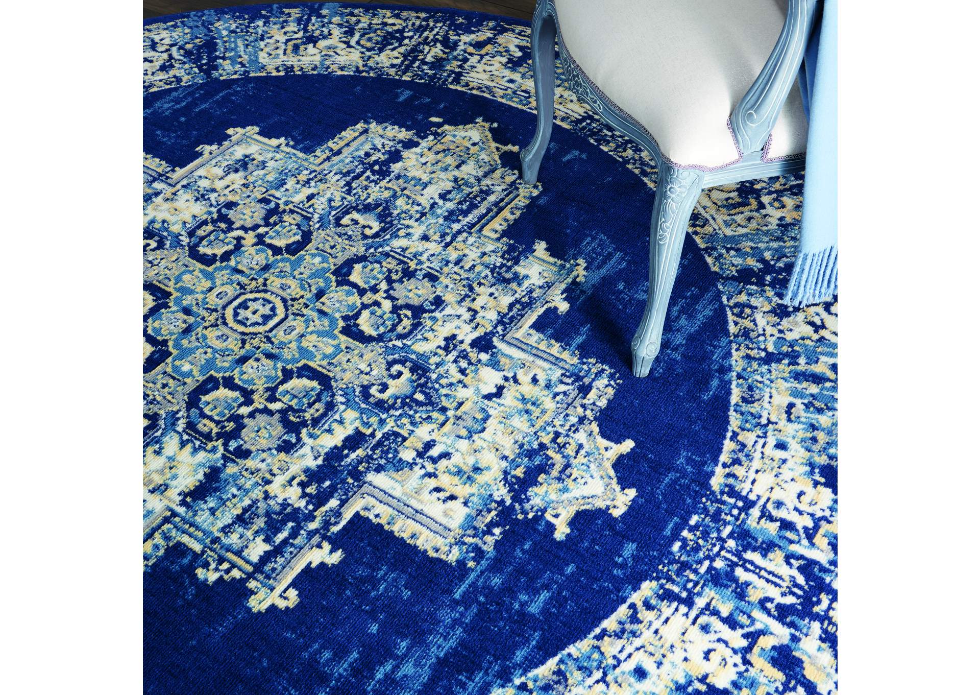Nourison Grafix GRF14 Blue 8' Round Large Rug,Nourison