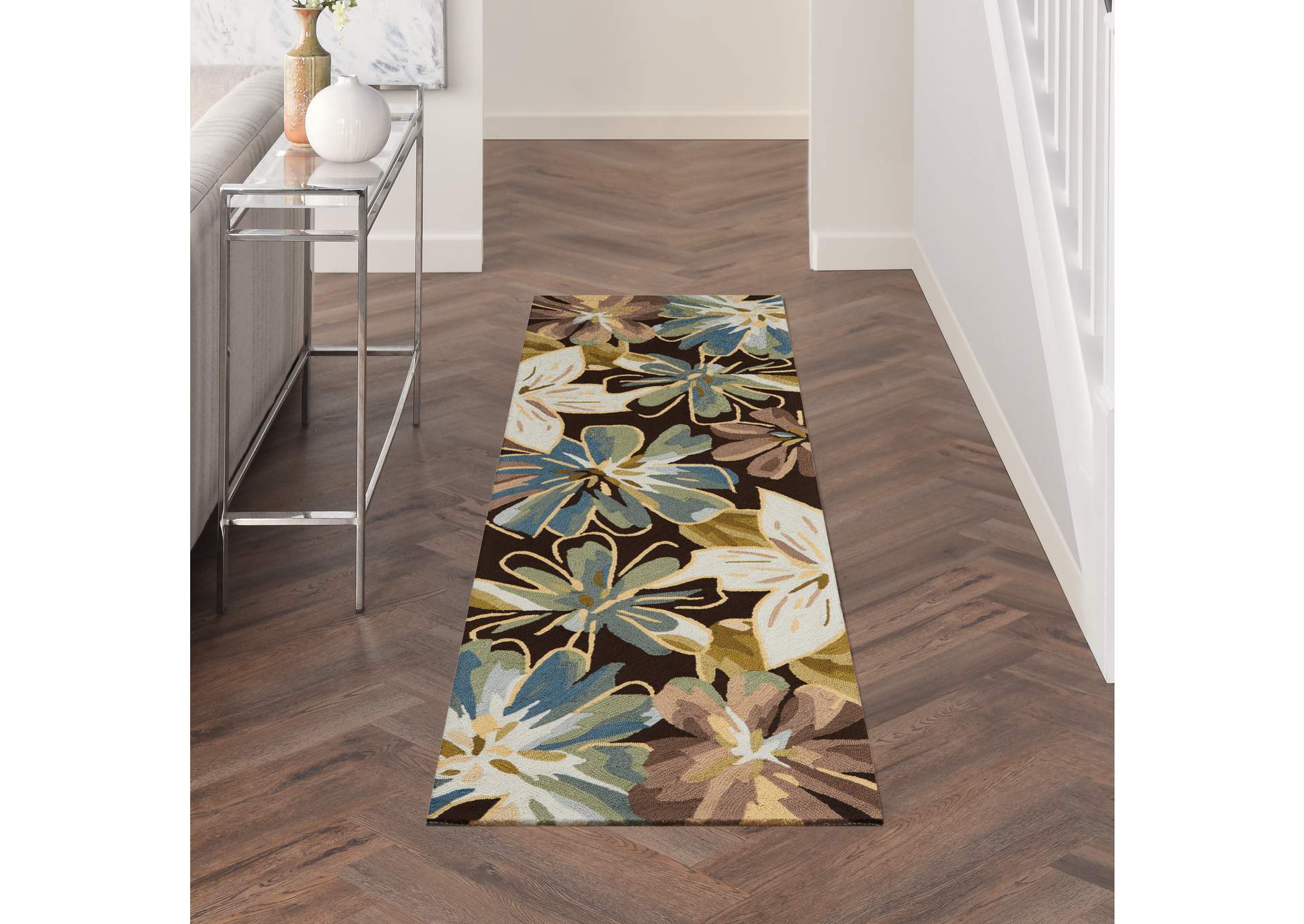 Nourison Fantasy FA16 Brown 8' Runner Hallway Rug,Nourison