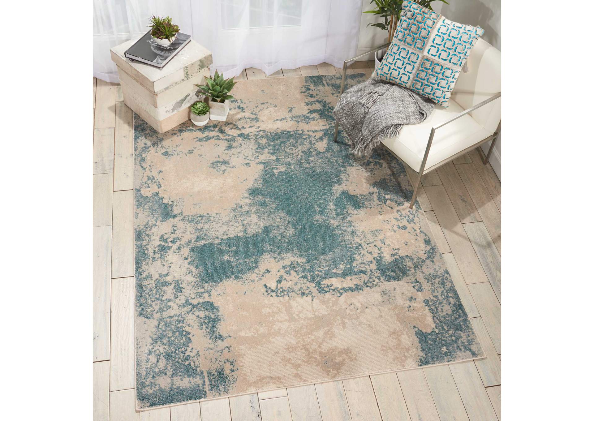 Nourison Maxell MAE13 Blue and White 8'x11' Oversized Rug,Nourison