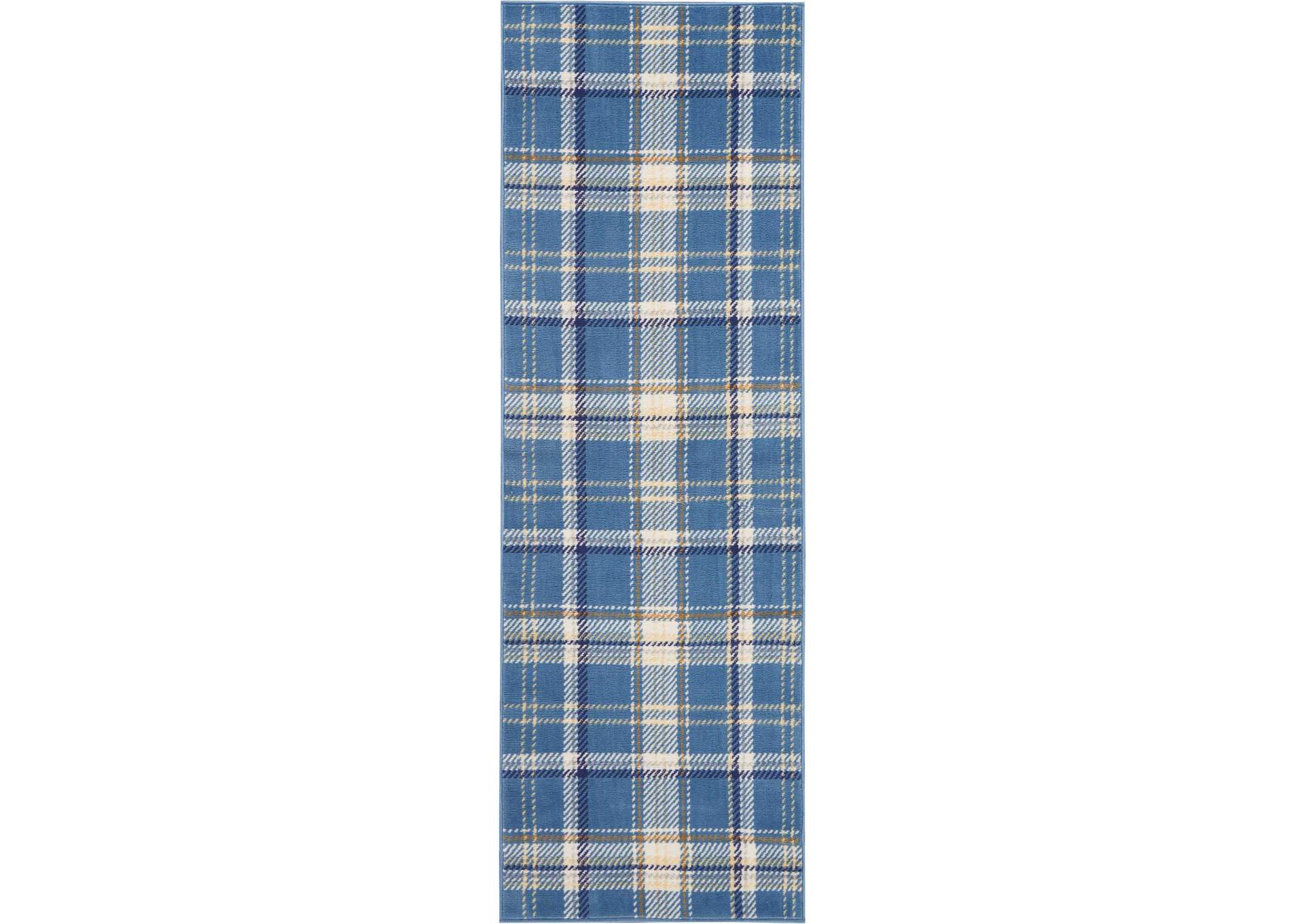 Nourison Grafix GRF03 Blue 8' Runner Hallway Rug,Nourison