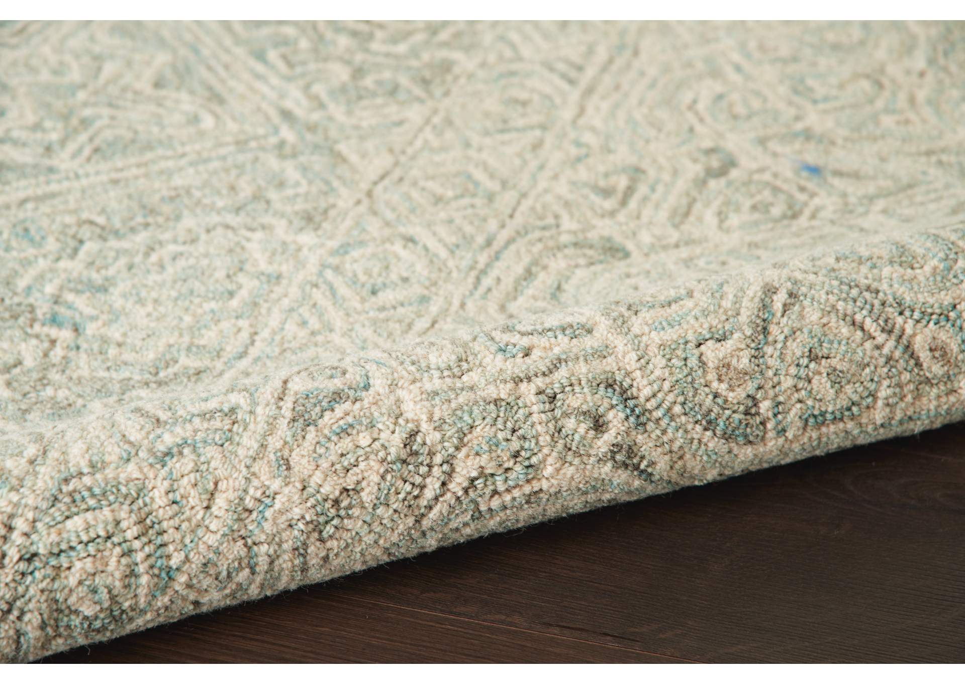 Nourison Azura AZM01 Teal and White 5'x8' Farmhouse Area Rug,Nourison