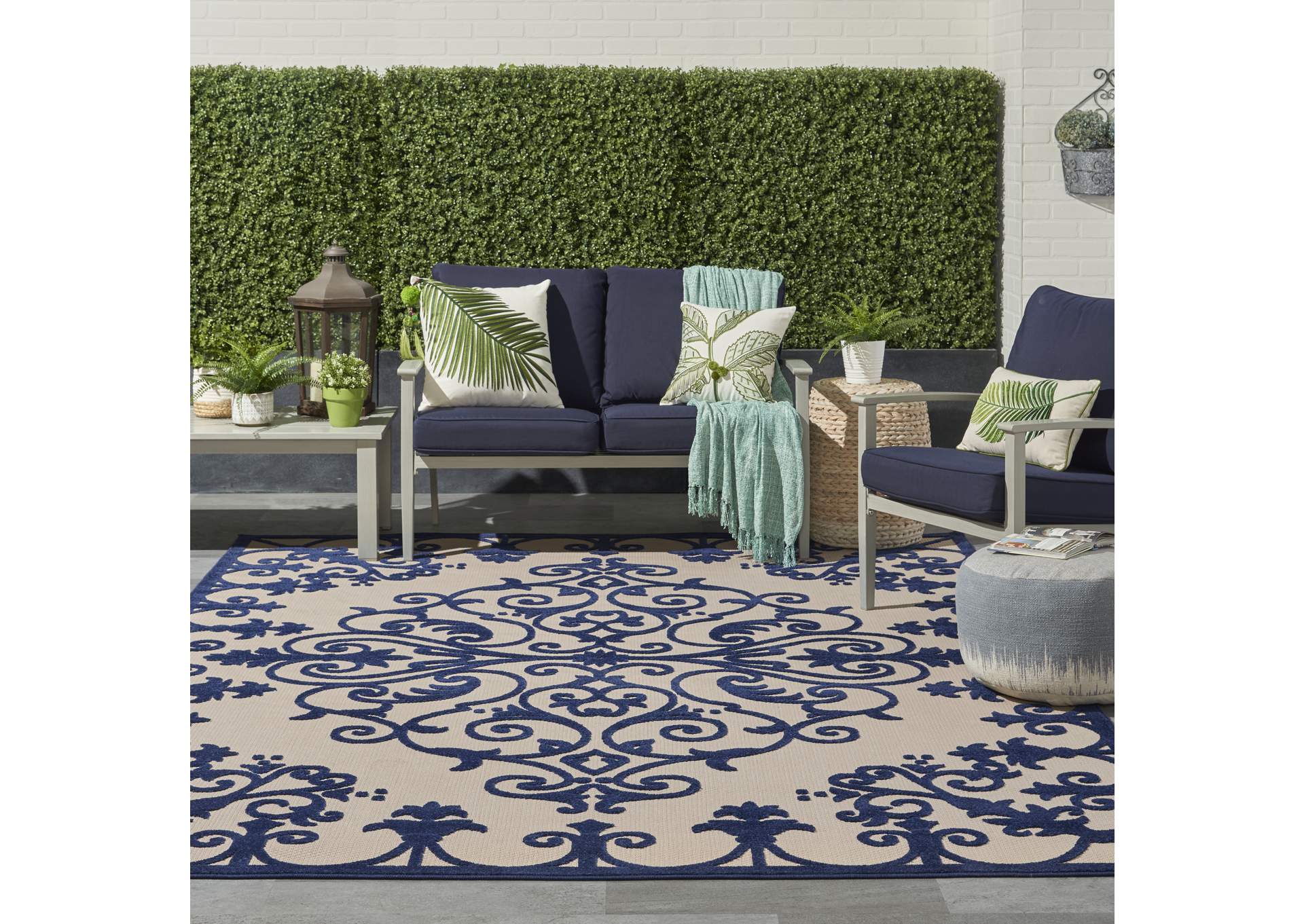 Nourison Aloha ALH12 Navy 8'x11' Oversized Indoor-outdoor Rug,Nourison