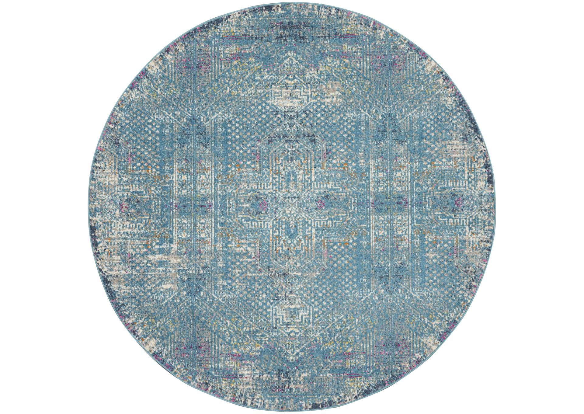 Nourison Passion 8' Round Blue Area Rug,Nourison