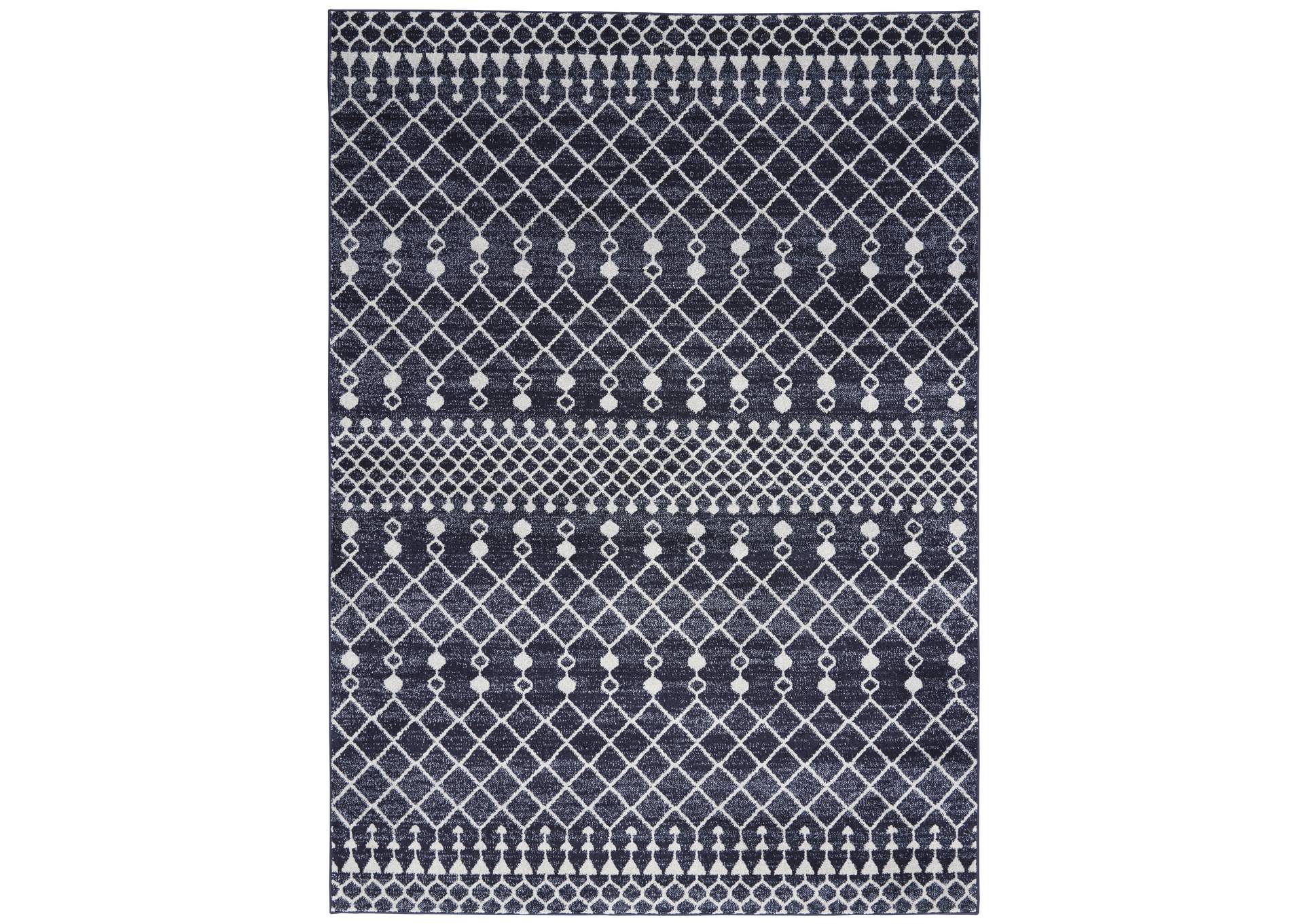 Nourison Palermo 4' x 6' Navy and Grey Distressed Bohemian Area Rug,Nourison