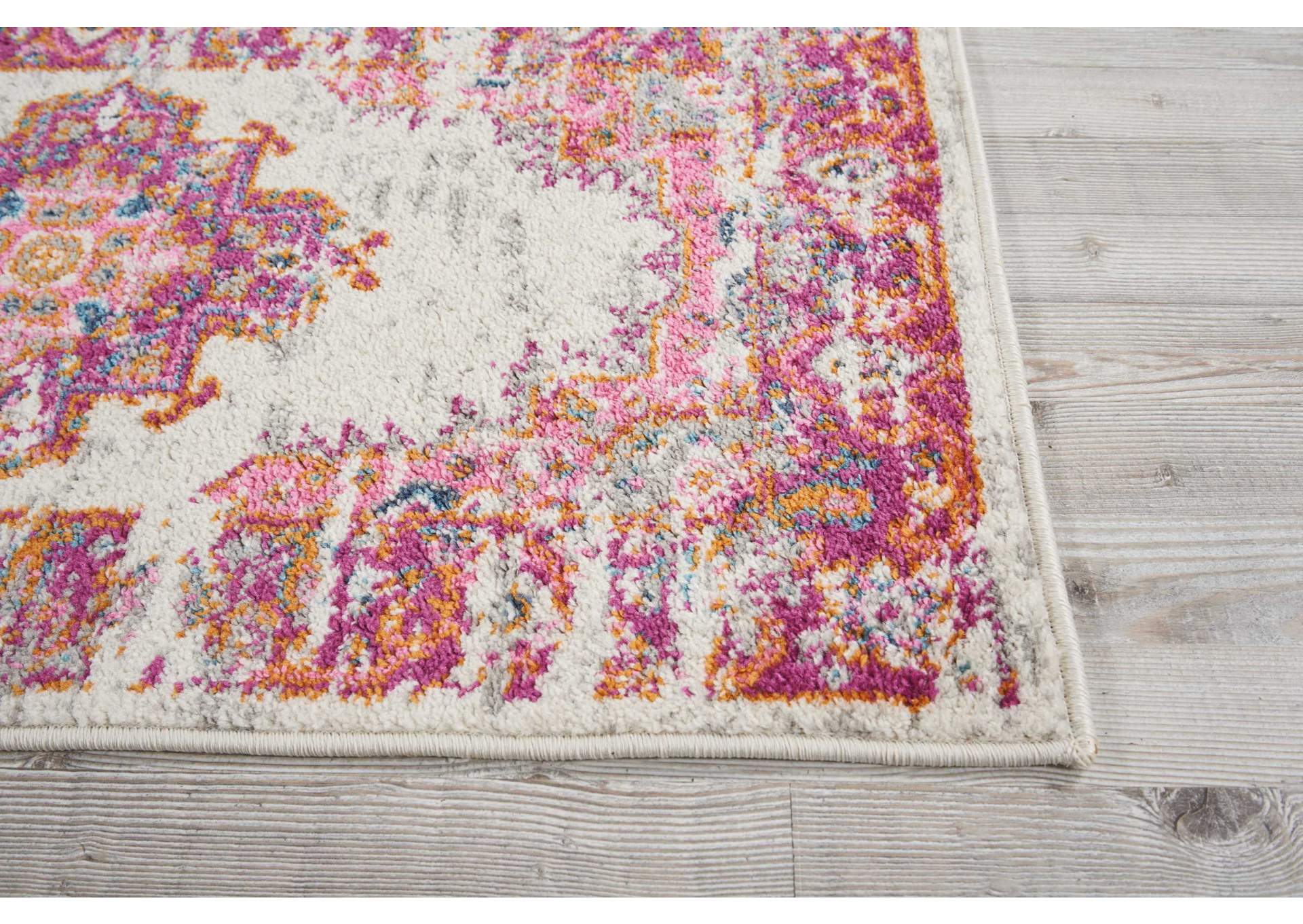 Nourison Passion PSN03 Pink and White 6' Runner Hallway Rug,Nourison