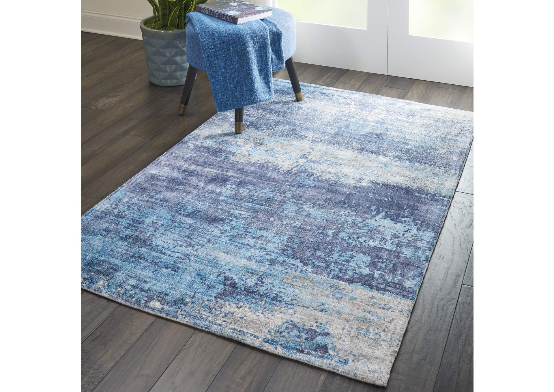 kathy ireland Home Safari Dreams KI374 Blue 4'x6' Area Rug,Nourison