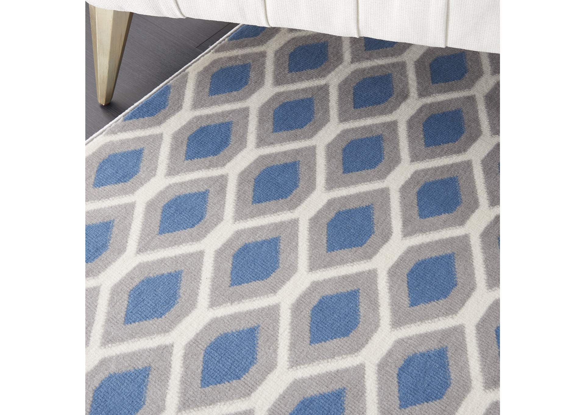 Nourison Grafix GRF22 Blue and Grey 8'x10' Large Rug,Nourison