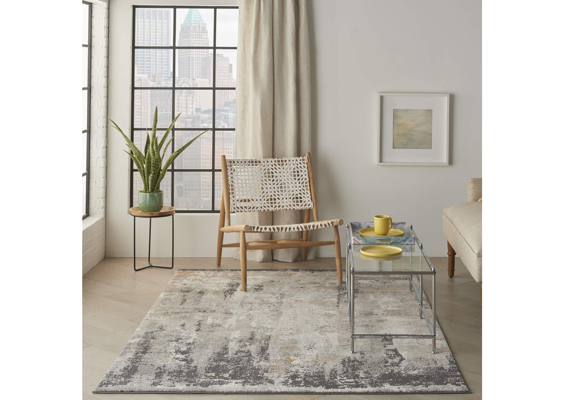 Nourison Tangra 5'x7' Cream Grey Area Rug,Nourison