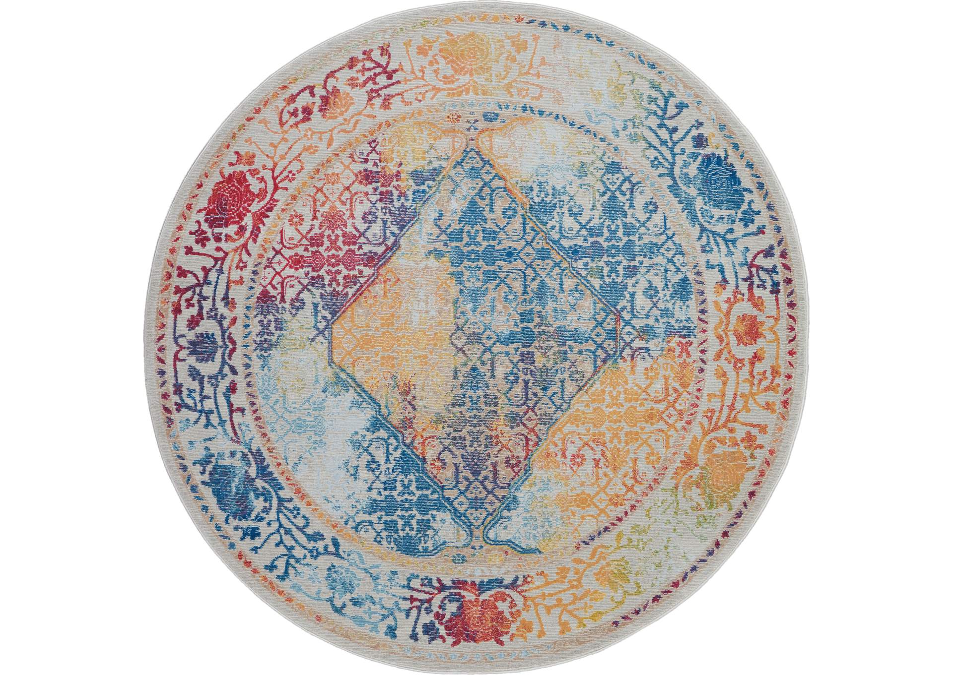 Nourison Ankara Global ANR04 Multicolor 4' Round Boho Area Rug,Nourison