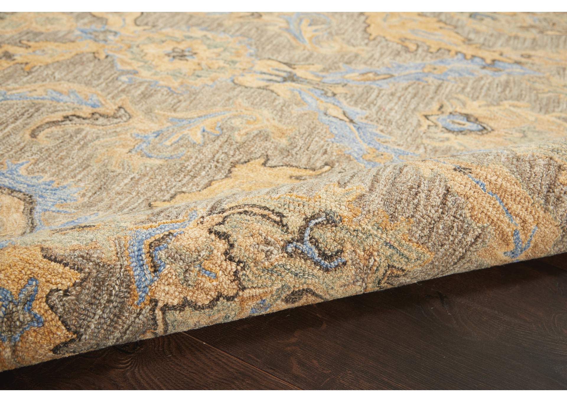 Nourison Azura AZM03 Taupe and Gold 5'x8' Farmhouse Area Rug,Nourison
