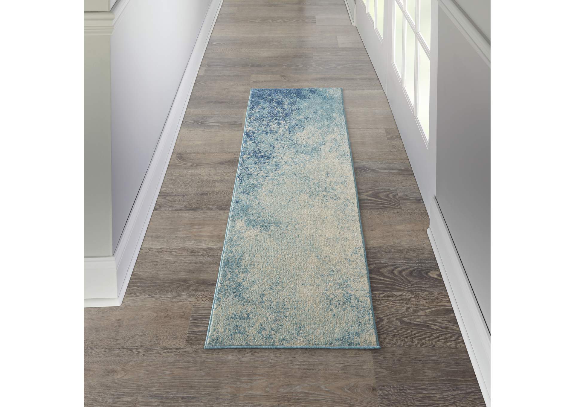 Nourison Passion 6' Runner Navy Light Blue Area Rug,Nourison