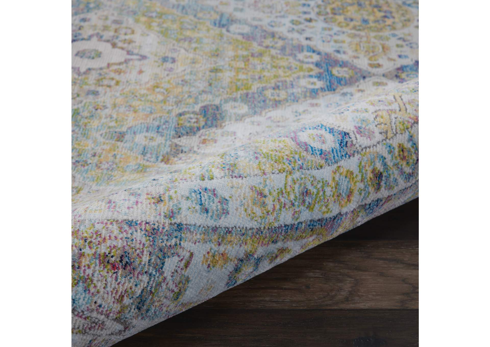 Nourison Ankara Global ANR07 Blue and Green 6' Round Farmhouse Area Rug,Nourison