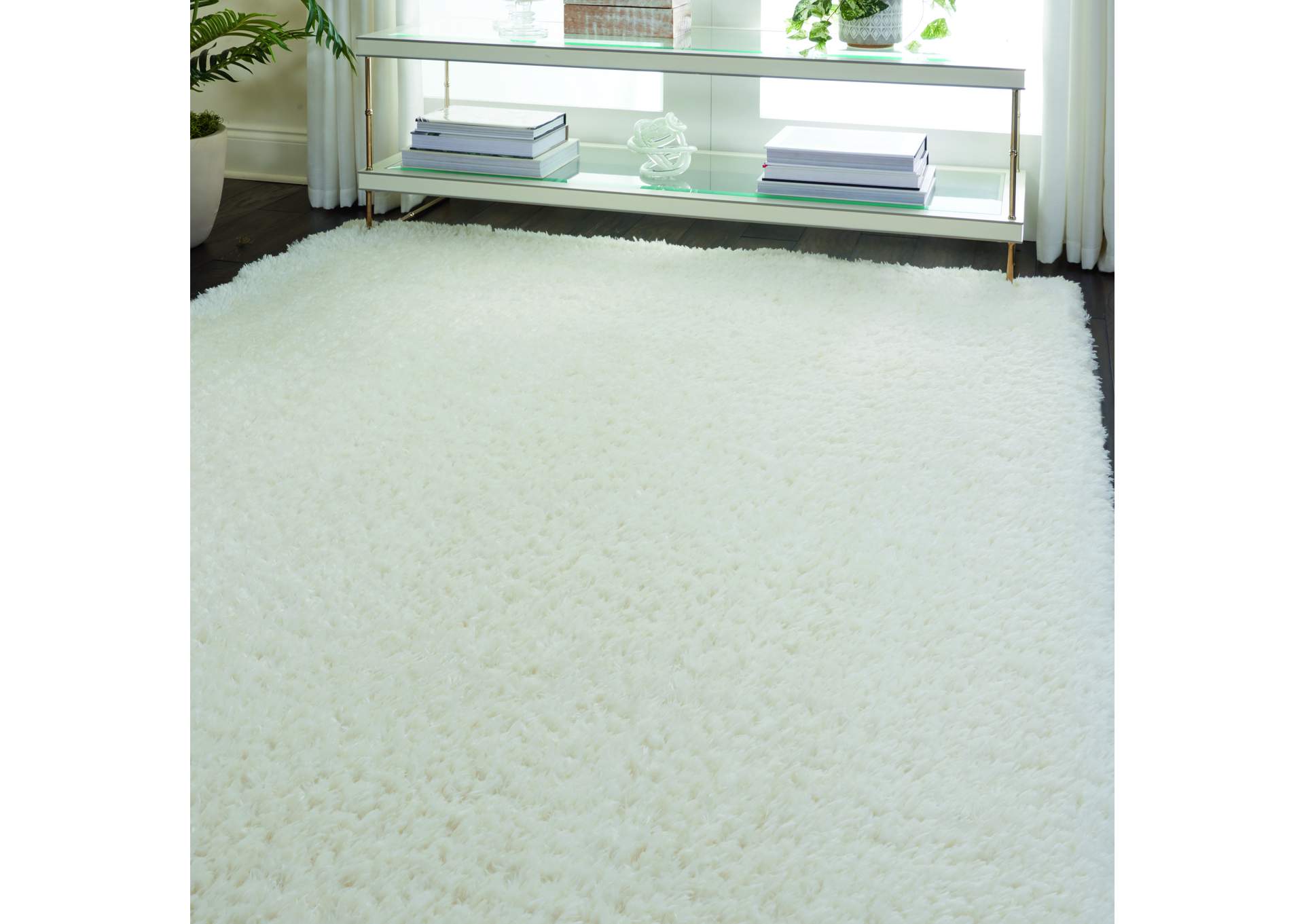 Nourison Luxe Shag LXS01 White 4'x6' Flokati Area Rug,Nourison