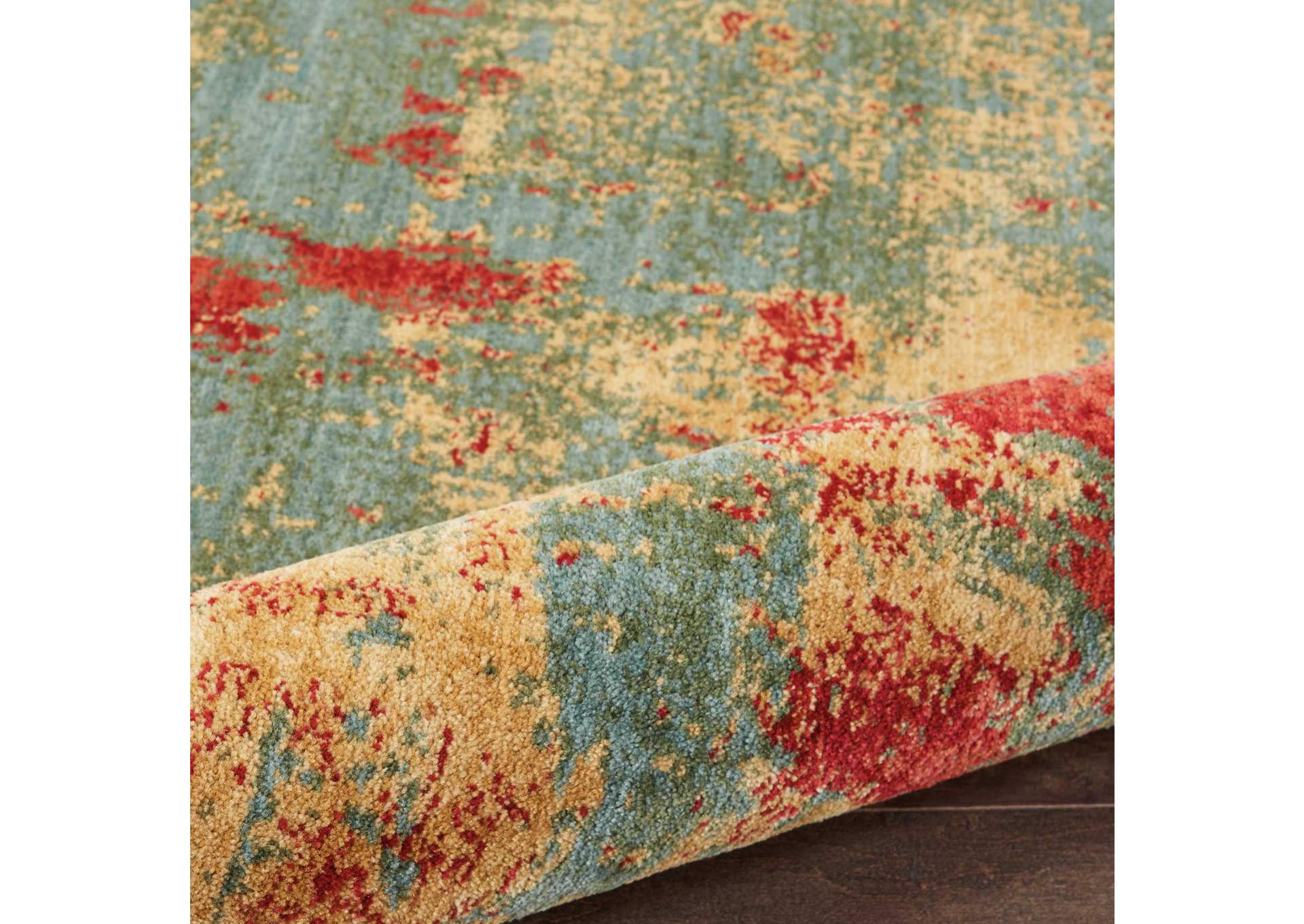 Nourison Somerset ST91 Teal Multicolor 6' Round Colorful Area Rug,Nourison