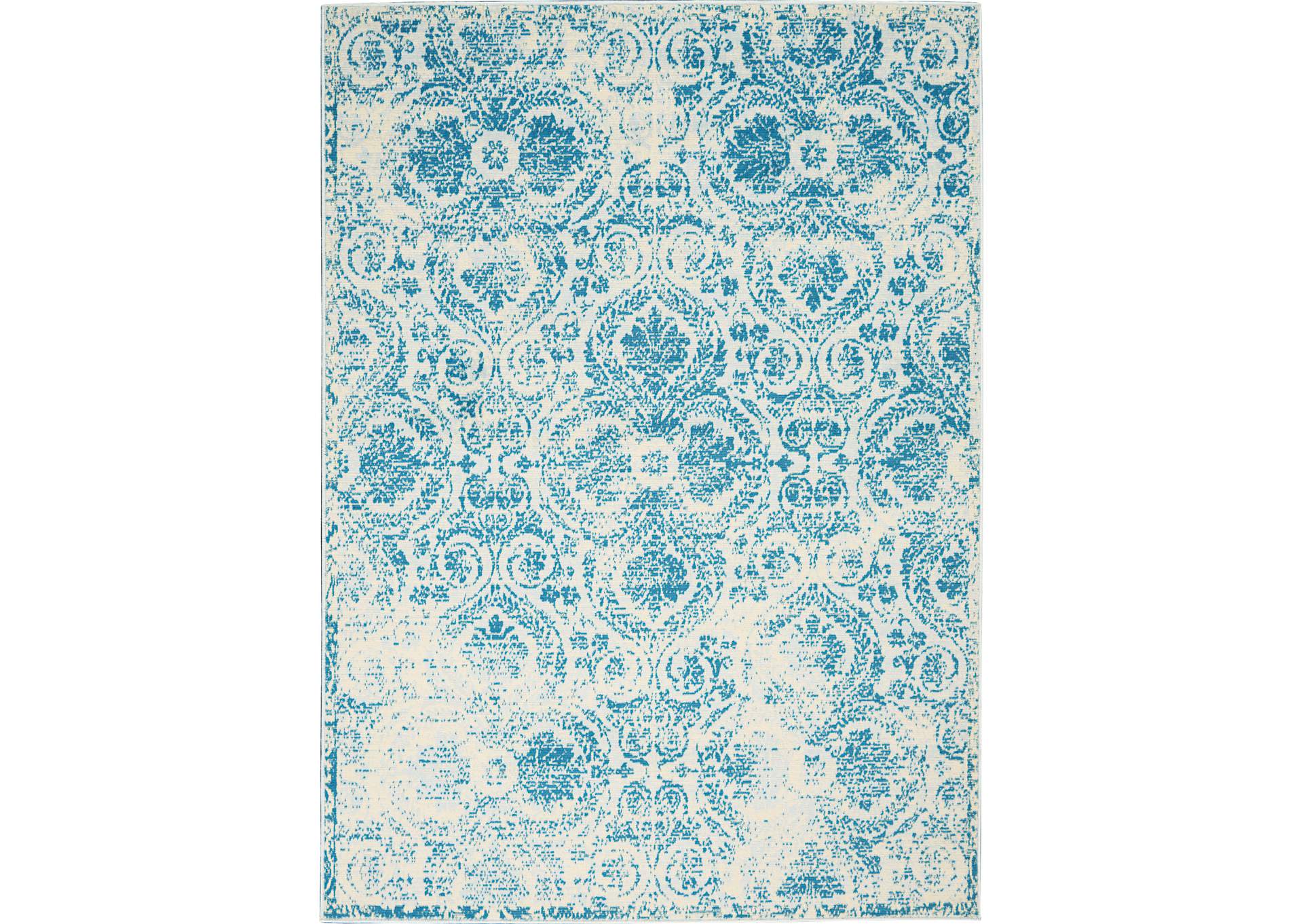 Nourison Jubilant JUB05 Teal Blue 5'x7' Vintage Area Rug,Nourison