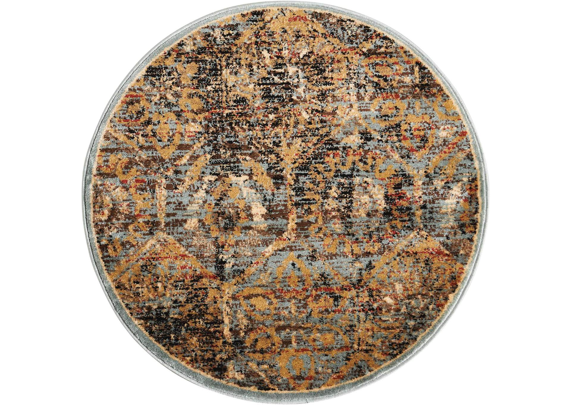Nourison Delano DEL06 Blue 3' Round Area Rug,Nourison