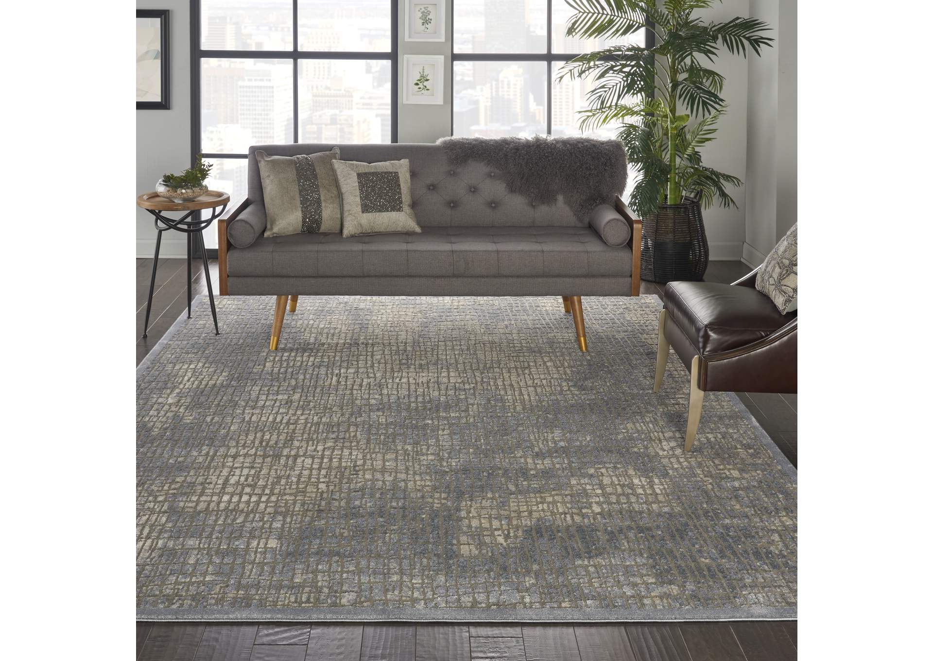 kathy ireland Home Sahara KI395 Charcoal and Beige 8'x11' Large Rug,Nourison