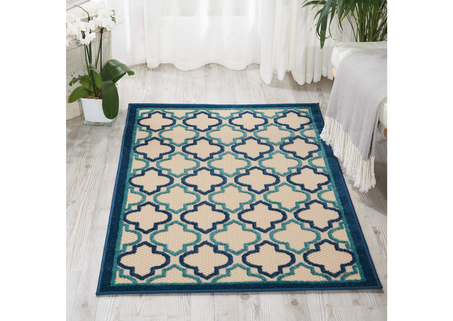 Nourison Aloha ALH06 Navy 3'x4' Indoor-outdoor Area Rug,Nourison