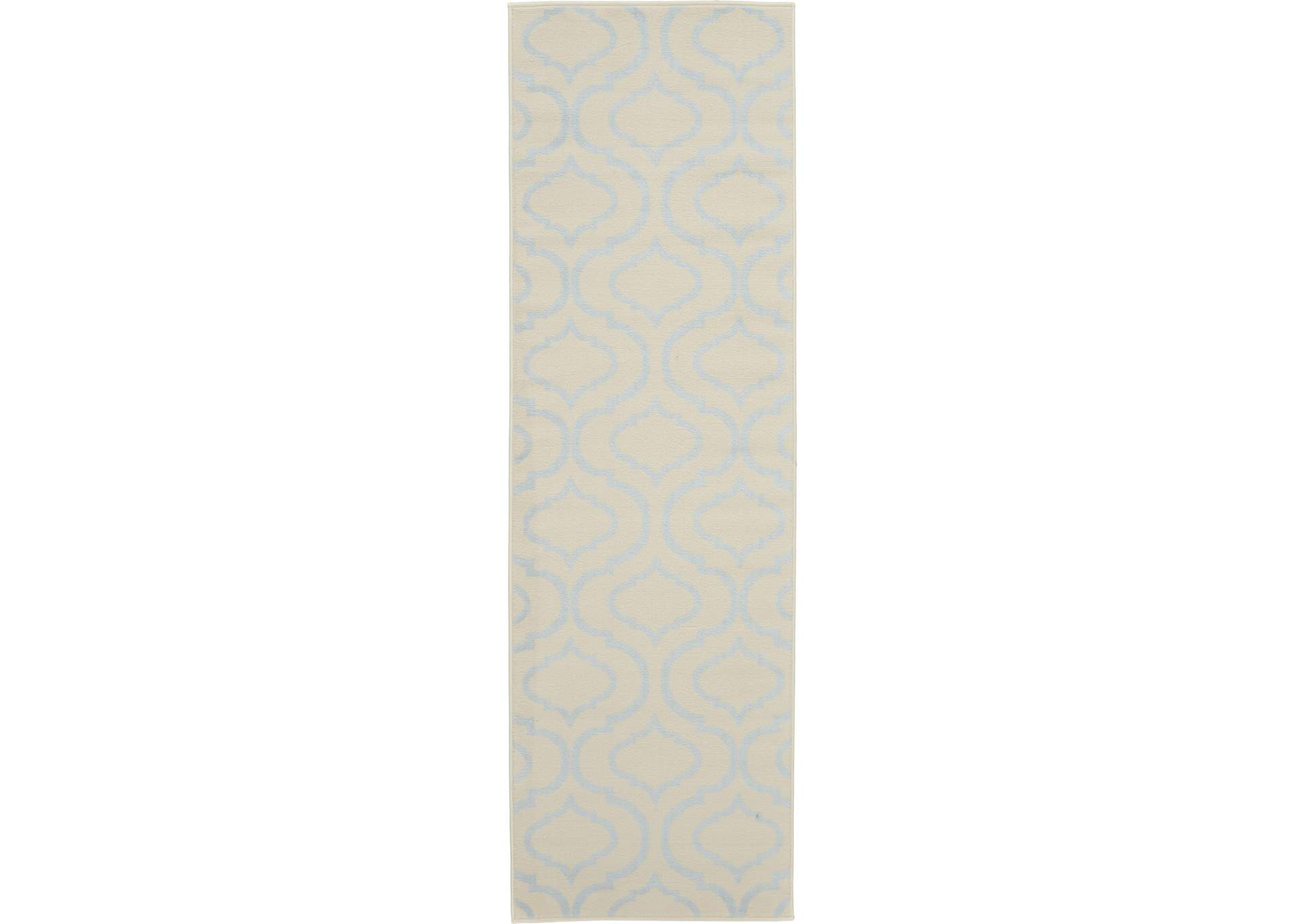 Nourison Jubilant JUB19 White and Blue 7' Runner Low-pile Hallway Rug,Nourison