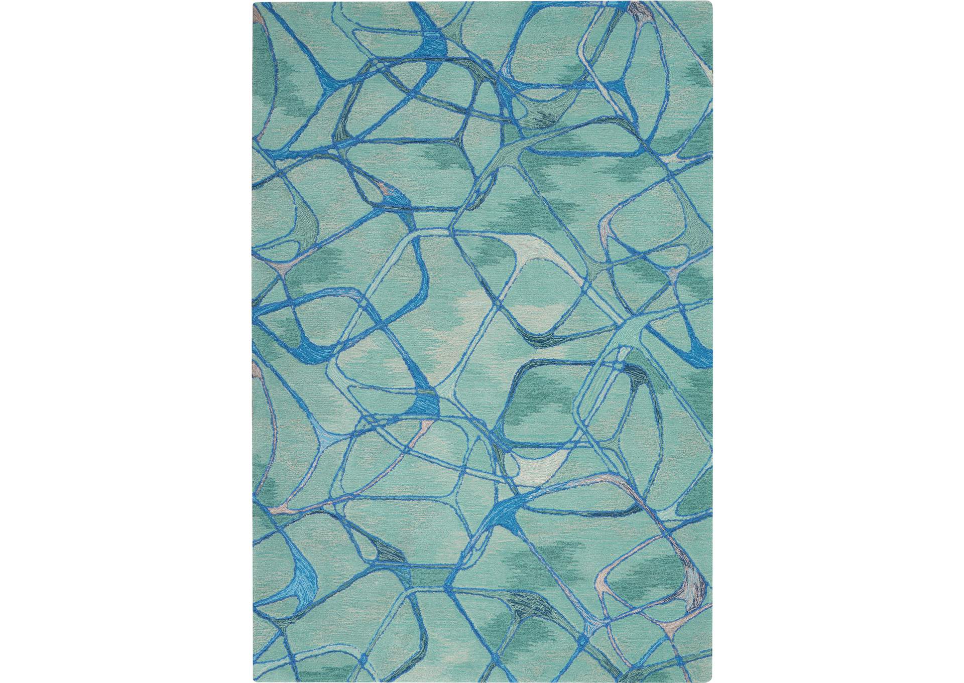 Nourison Symmetry SMM05 Aqua 5'x8' Area Rug,Nourison