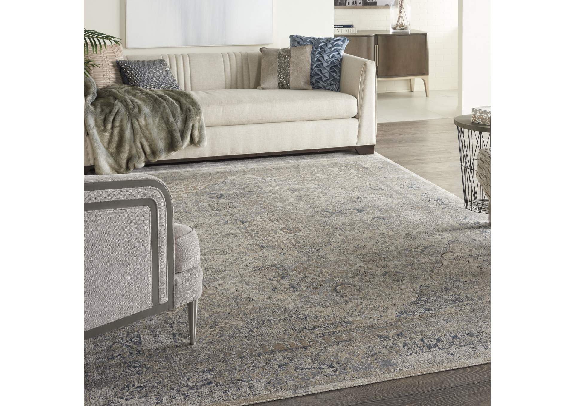 kathy ireland Home Malta MAI01 Blue and Ivory 9'x12' Rug,Nourison